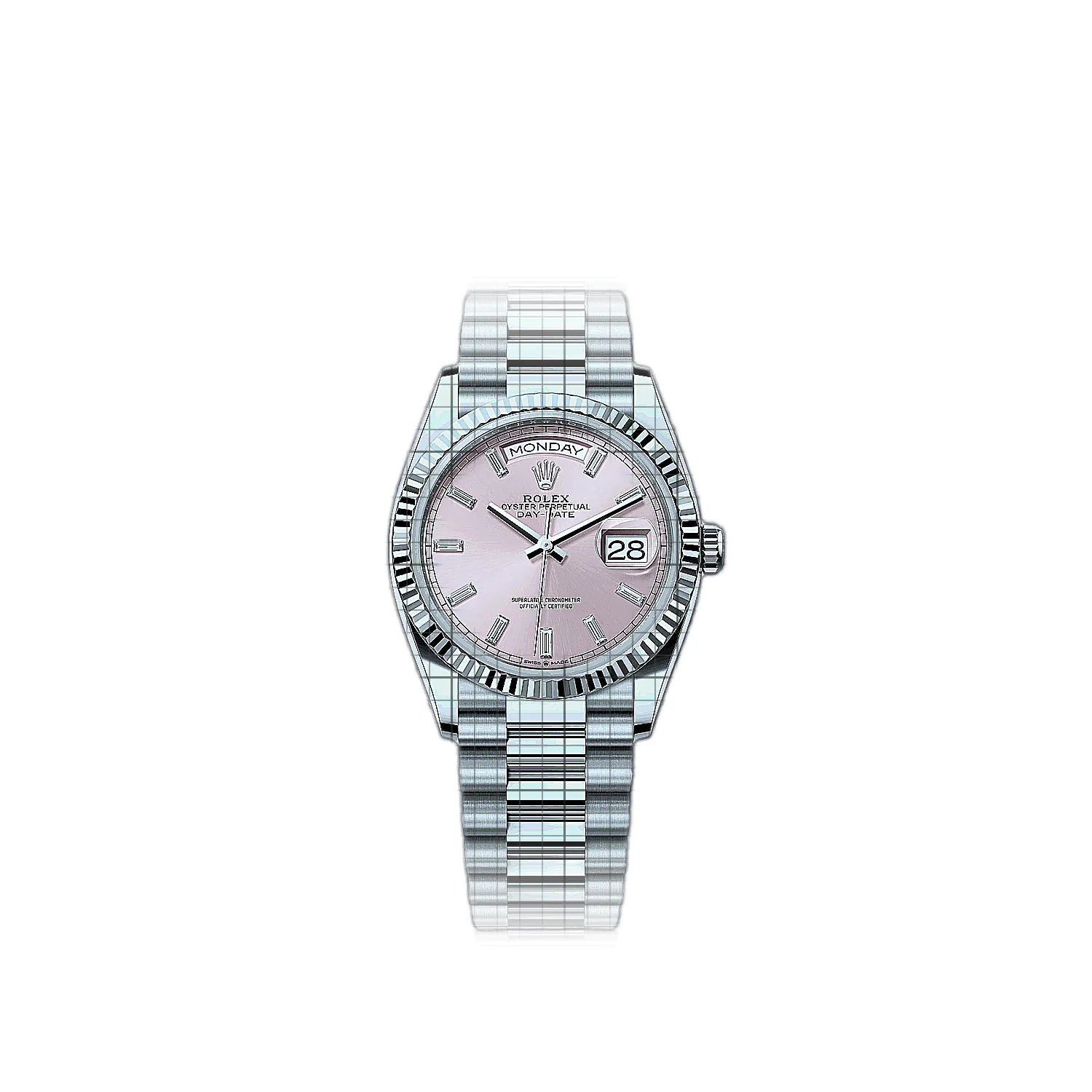 Rolex Day-Date 128236-0024 Pink Dial Platinum 36mm Watch