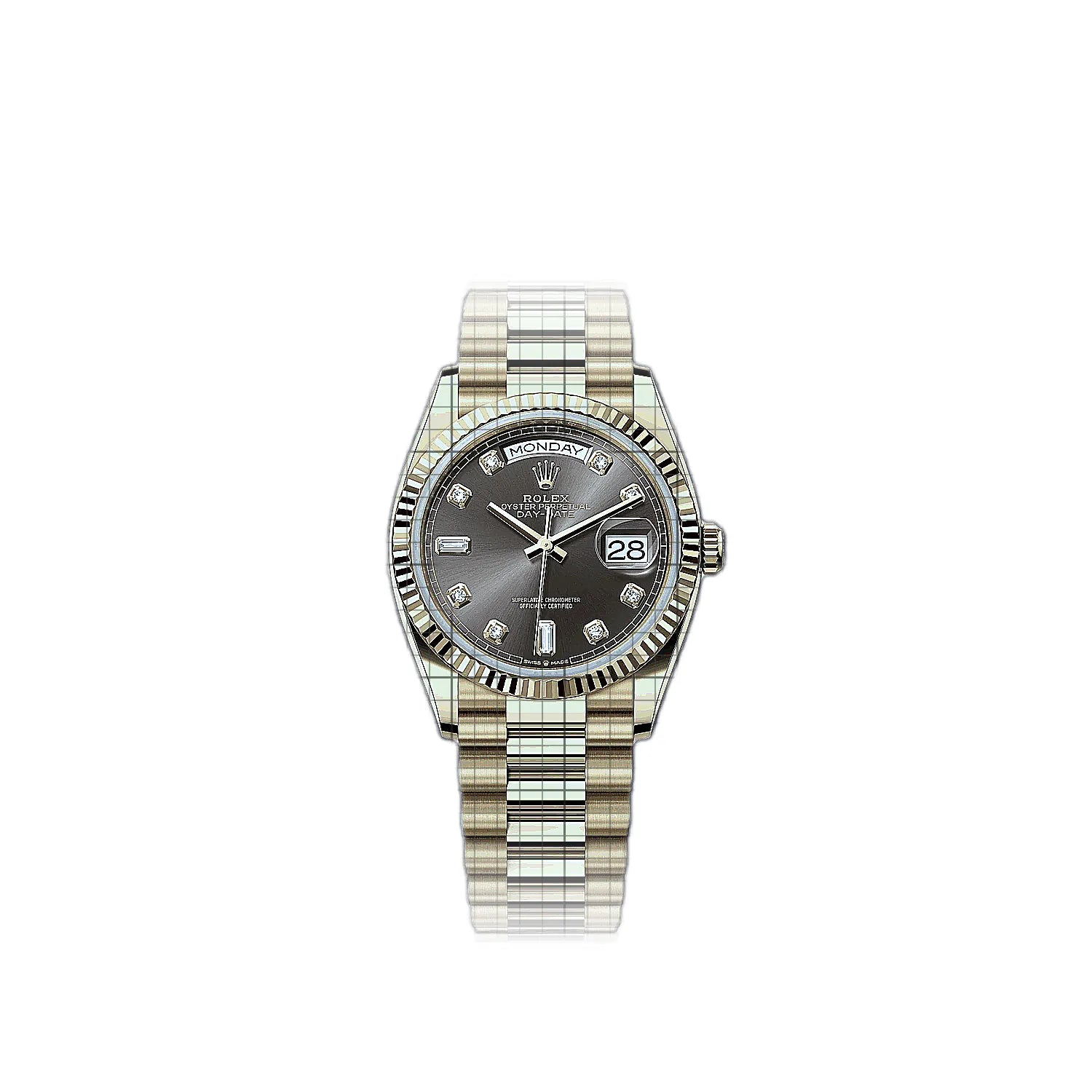 Rolex Day-Date 128238-0022 Grey Dial Yellow gold 36mm Watch