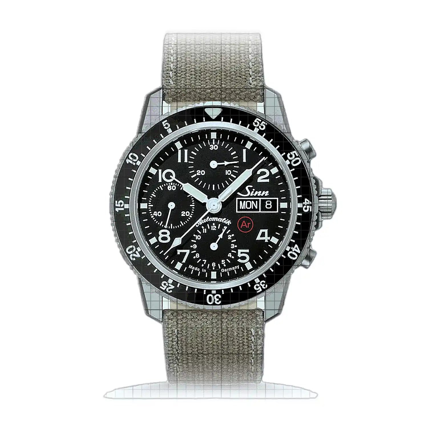 Sinn 103 Ti Ar – Sandfarbenes Canvas-Leather strap 103.071T-B Black Dial Titanium 41mm Watch