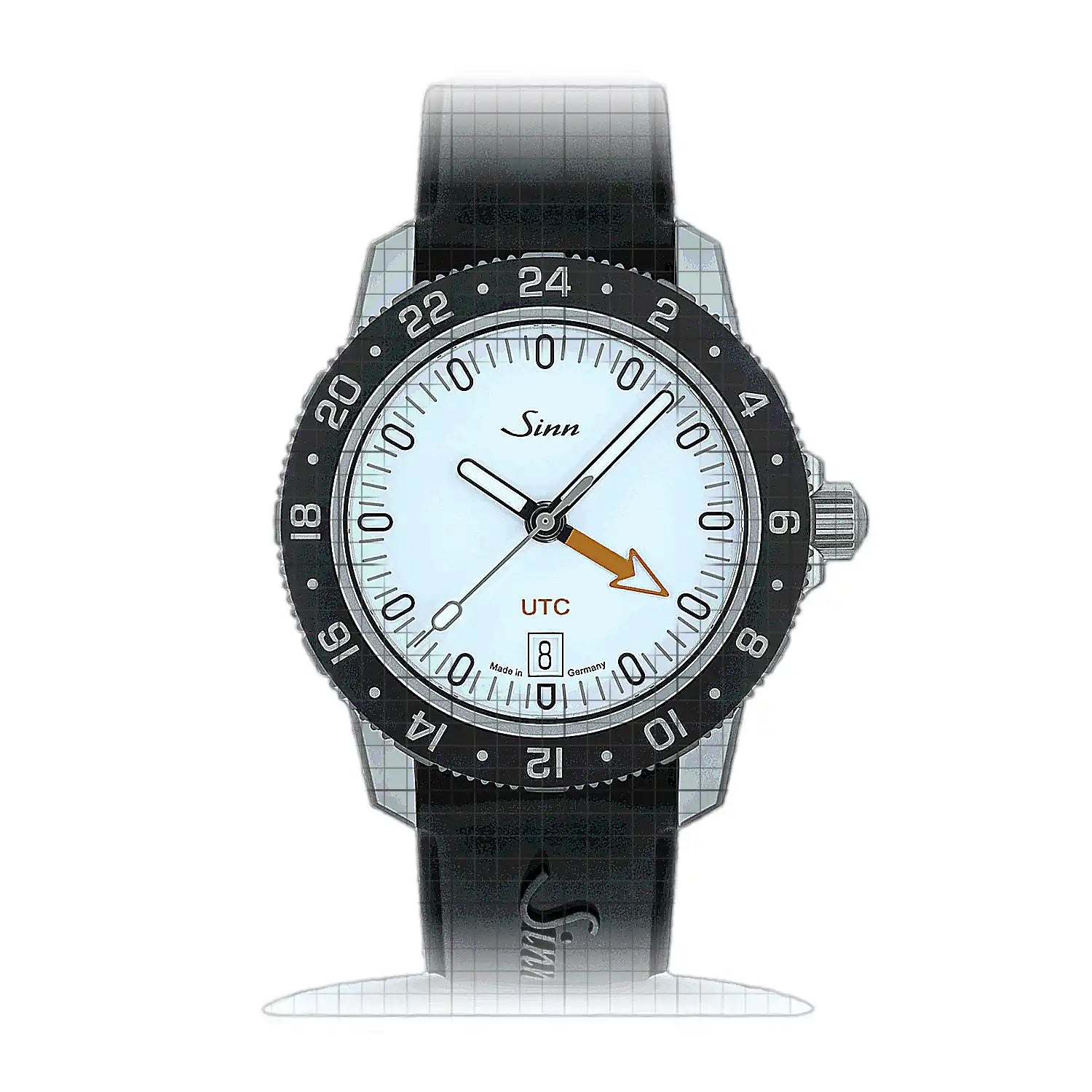Sinn 105 St Sa UTC W – Silicone strap Black 105.021S-S White Dial Stainless steel 41mm Watch