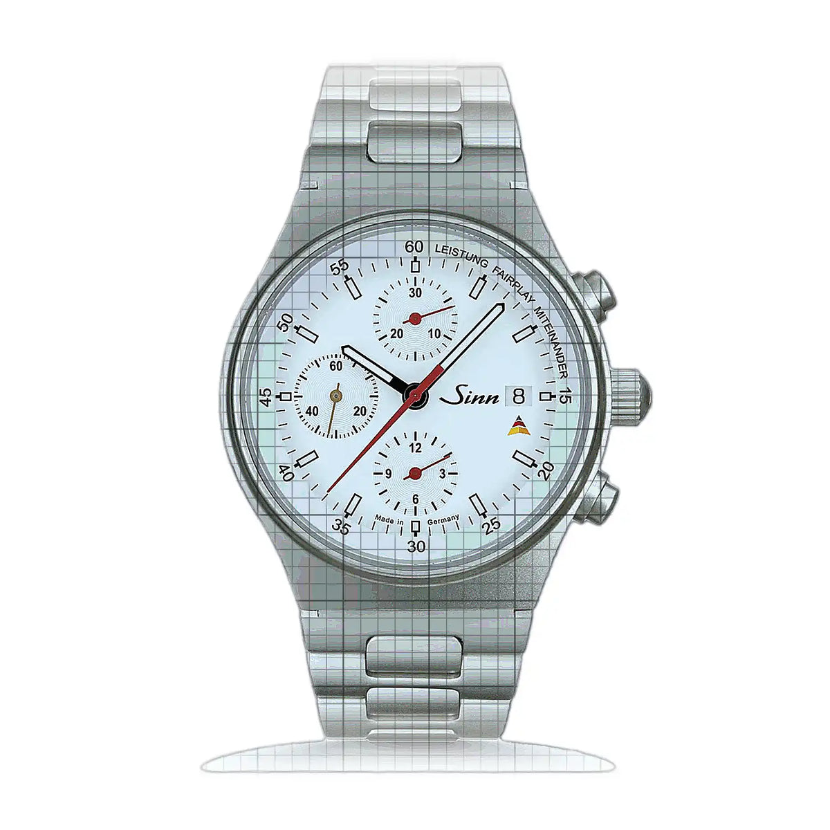 Sinn 144 144.0622HM Horloge met witte wijzerplaat, roestvrij staal, 41 mm