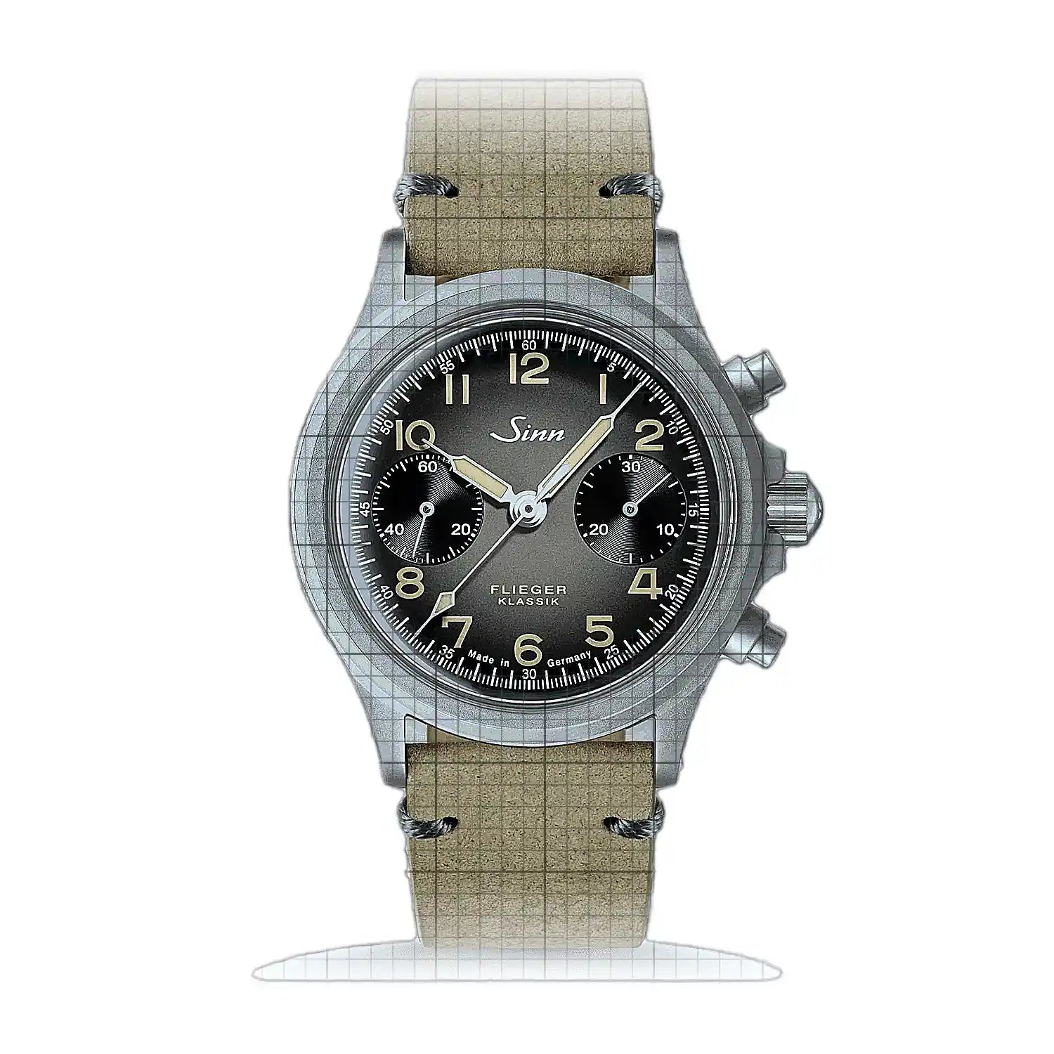 Sinn 356 FLIEGER Klassik AS E – Leather strap Beige 356.0202L-B Anthracite Dial Stainless steel 38mm Watch