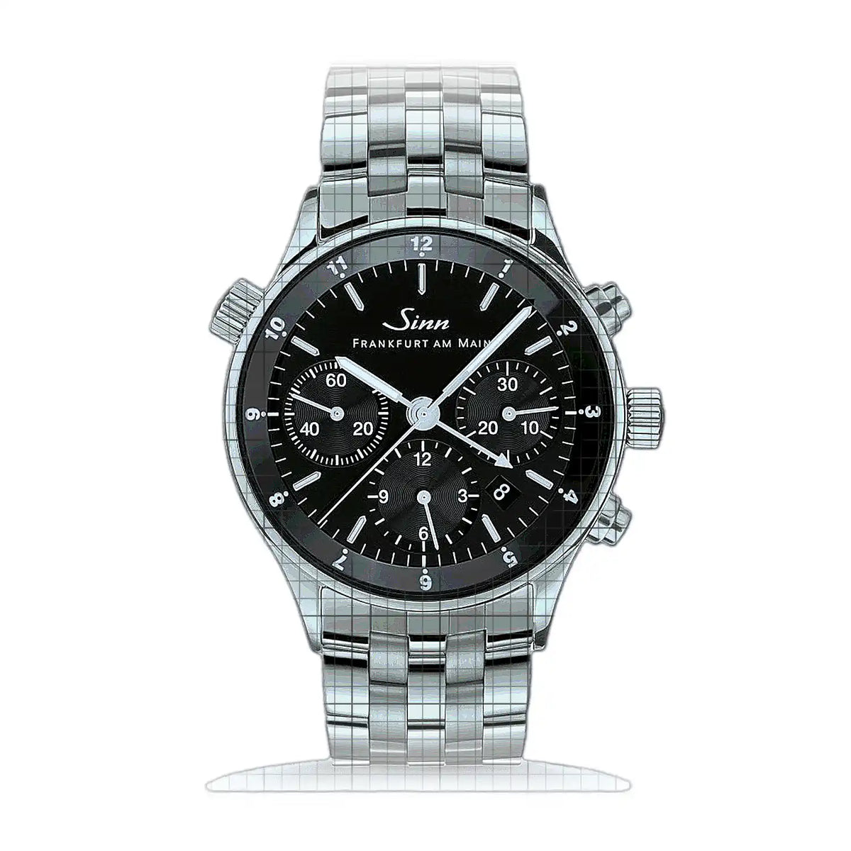 Sinn 6000 6000.010M Schwarz Zifferblatt Edelstahl 39mm Uhr