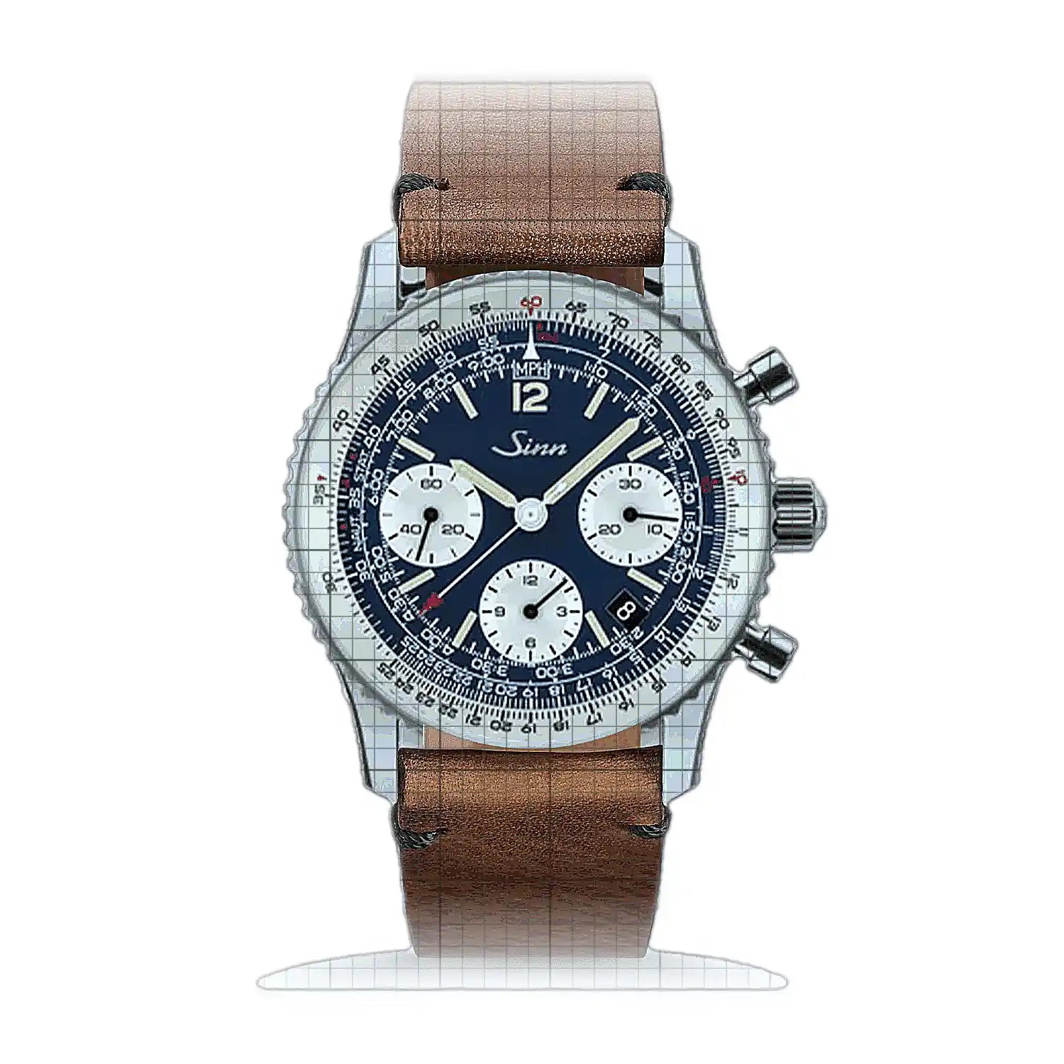 Sinn 903 St B E II on brown cowhide leather strap 903.091L Blue Dial Stainless steel 41mm Watch