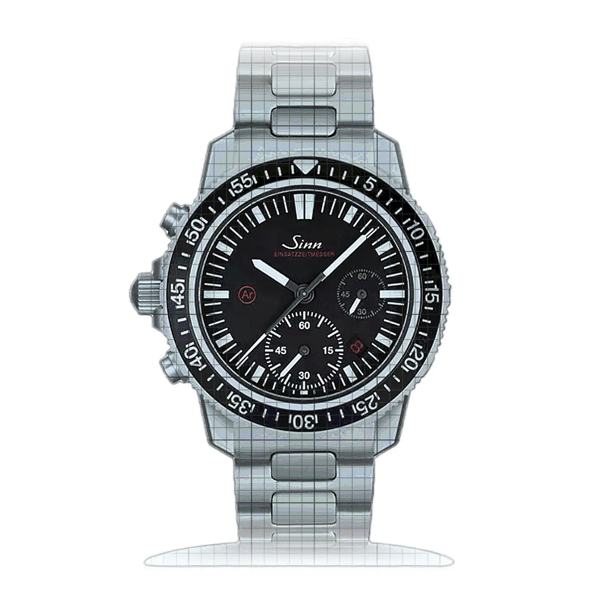 Sinn EZM 13.1 613.011HM Schwarz Zifferblatt aus Edelstahl, 41 mm Uhr