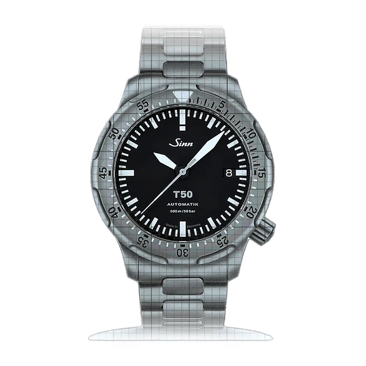 Sinn T50 – Metal bracelet H-Link 1052.010H Black Dial Titanium 41mm Watch