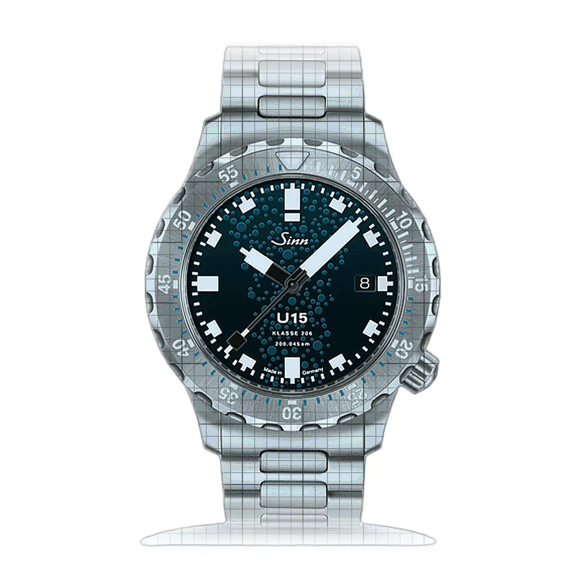 Sinn U15 1025.010HM Horloge met blauwe wijzerplaat, roestvrij staal, 41 mm
