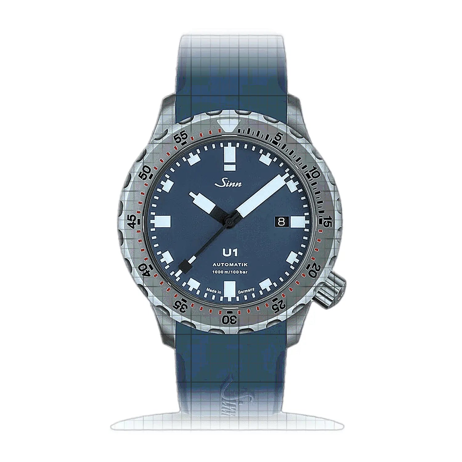 Sinn U1 B – Silicone strap Blue 1010.0102S-B Blue Dial Stainless steel 44mm Watch