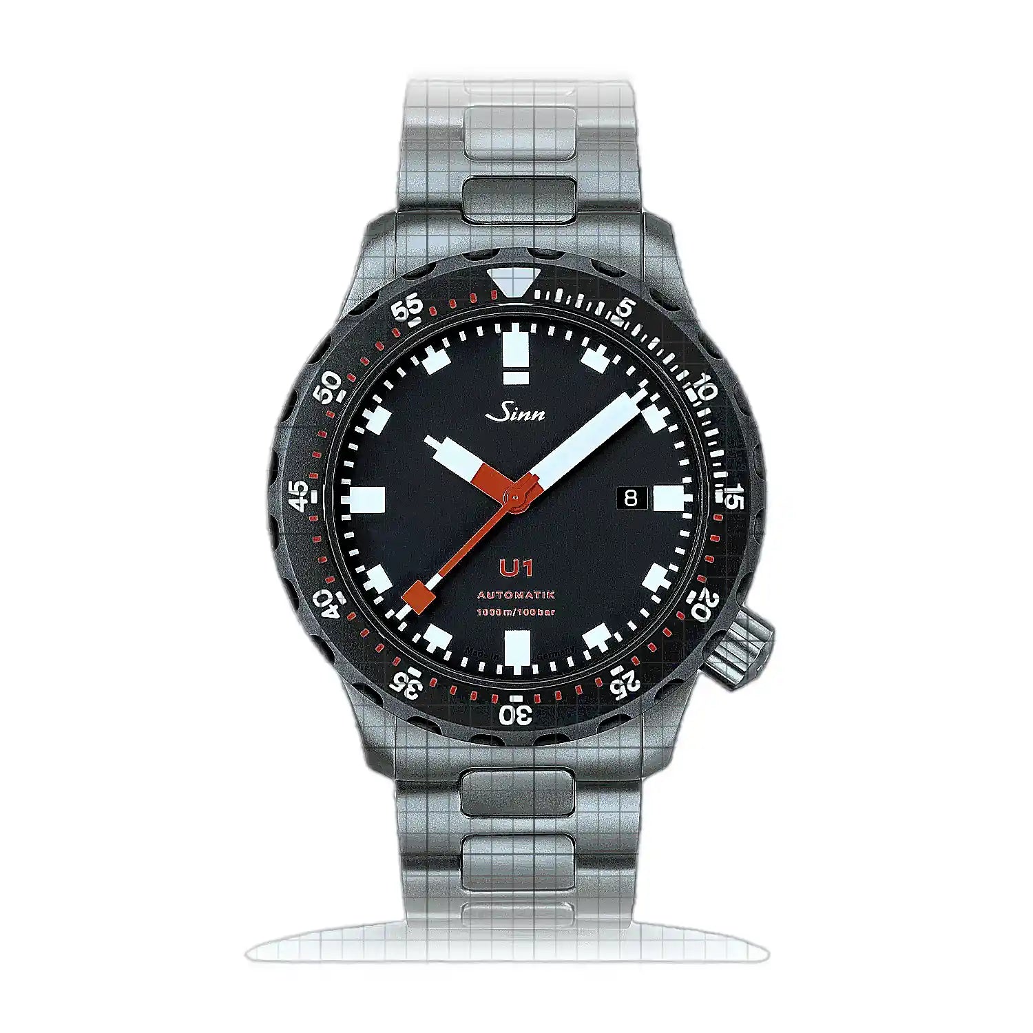 Sinn U1 SDR with TEGIMENT-Option – Metal bracelet H-Link 1010.050H Black Dial Stainless steel 44mm Watch