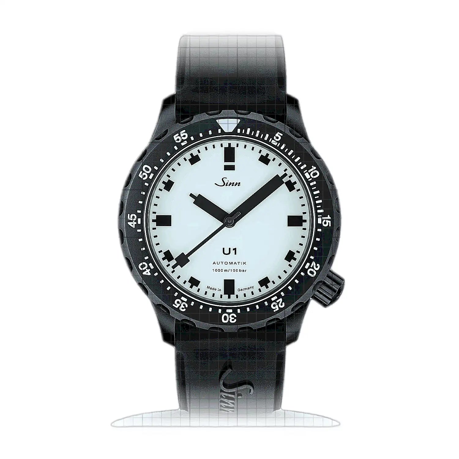 Sinn U1 S L – Silicone strap Black 1010.0243S-S White Dial Stainless steel 44mm Watch