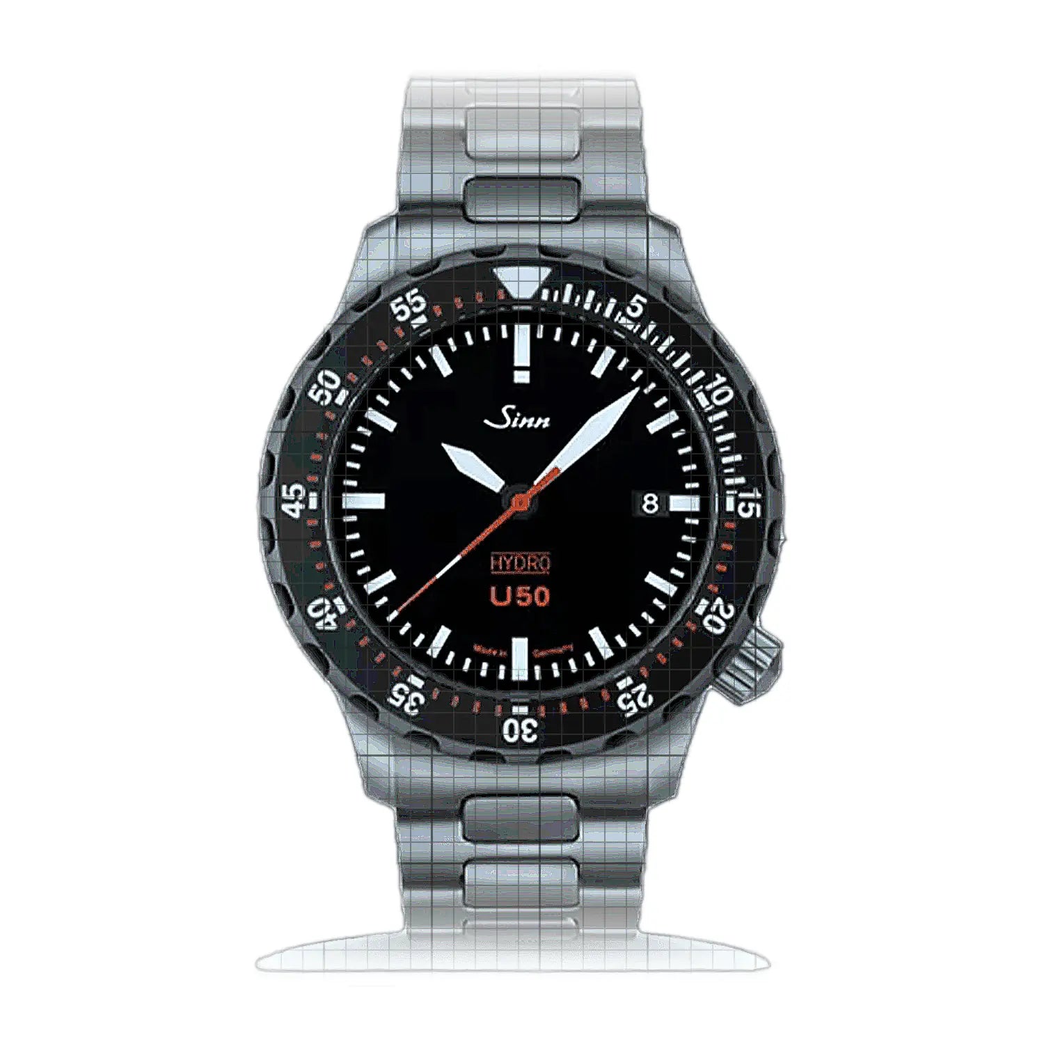 Sinn U50 HYDRO SDR with TEGIMENT-Option – Metal bracelet H-Link 1051.050H Black Dial Stainless steel 41mm Watch