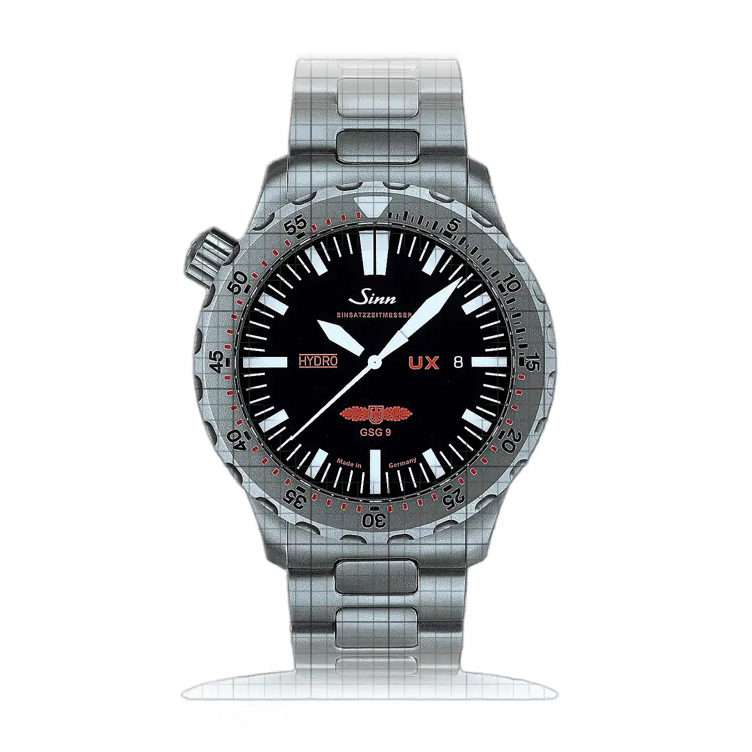 Sinn UX (EZM 2B) with TEGIMENT-Option – Stainless steel bracelet H-Link 403.041H Black Dial Stainless steel 44mm Watch