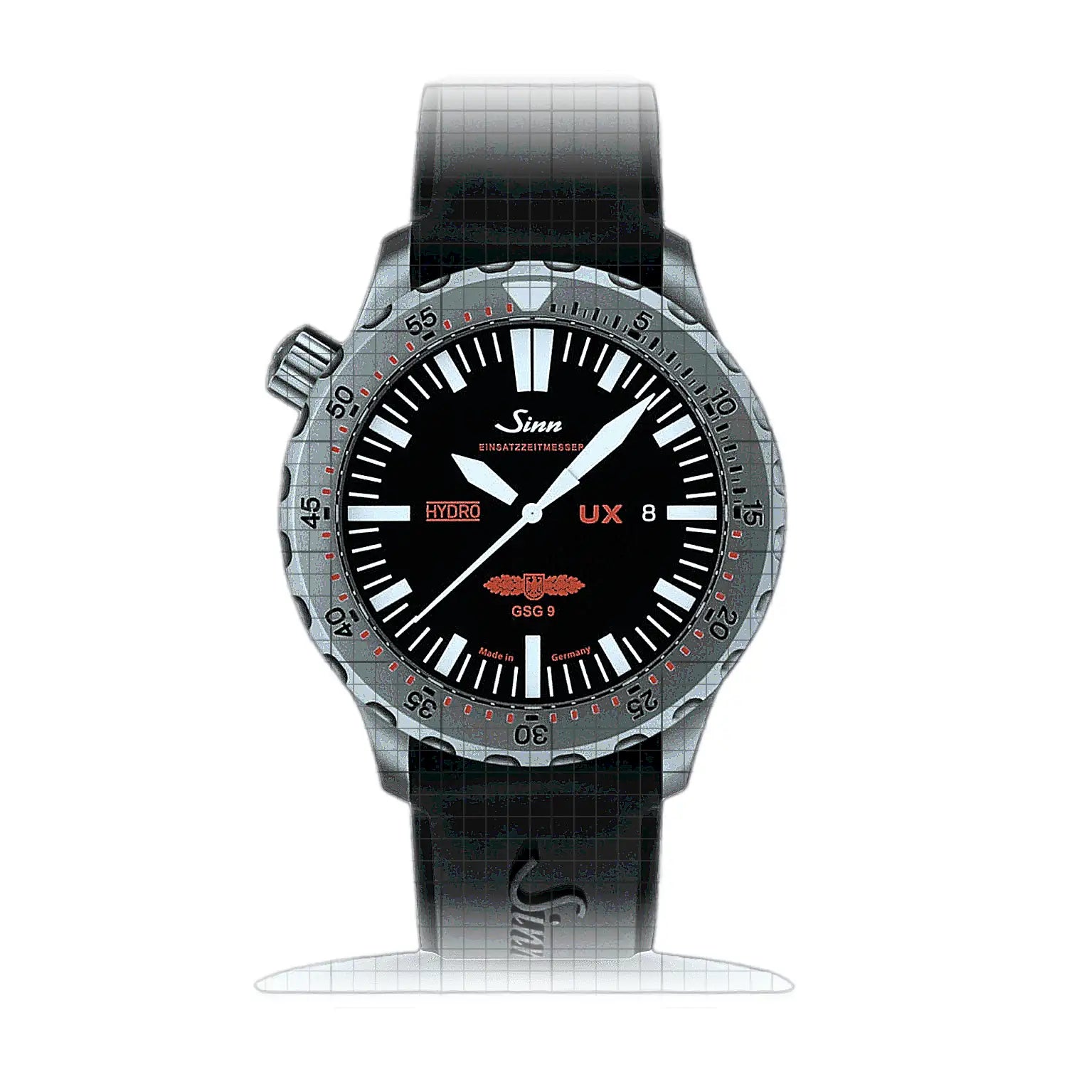 Sinn UX GSG 9 (EZM 2B) – Silicone strap Black 403.031S-S Black Dial Stainless steel 44mm Watch