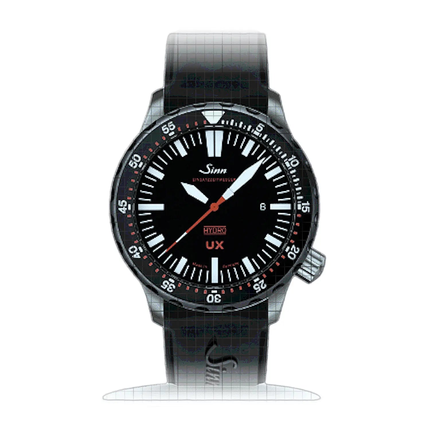 Sinn UX SDR (EZM 2B) – Silicone strap Black 403.050S-S Black Dial Stainless steel 44mm Watch