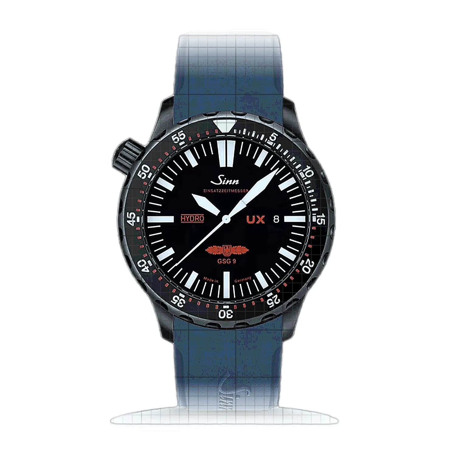 Sinn UX S GSG 9 (EZM 2B) – Silicone strap Blue 403.062S-B Black Dial Stainless steel 44mm Watch
