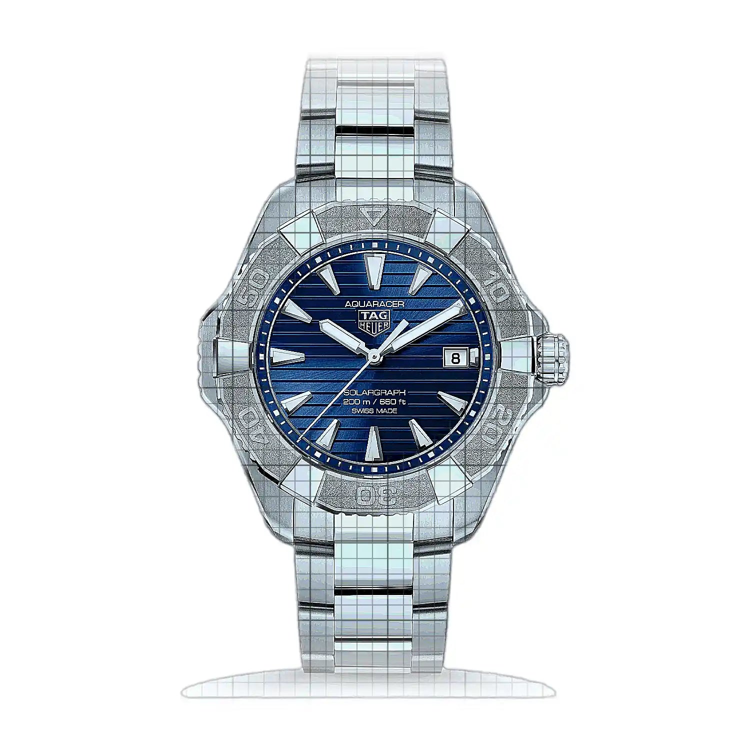 TAG Heuer Aquaracer Professional 200 Solargraph WBP1117.BA0047 Blue Dial Stainless steel 40mm Watch