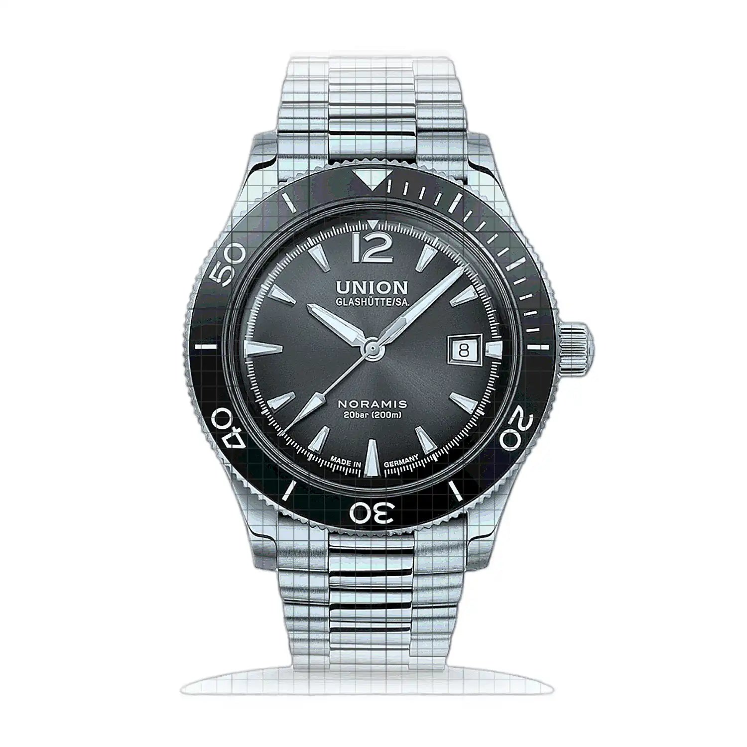 UNION Glashutte Noramis Datum Sport D012.907.11.057.00 Black Dial Stainless steel 42mm Watch