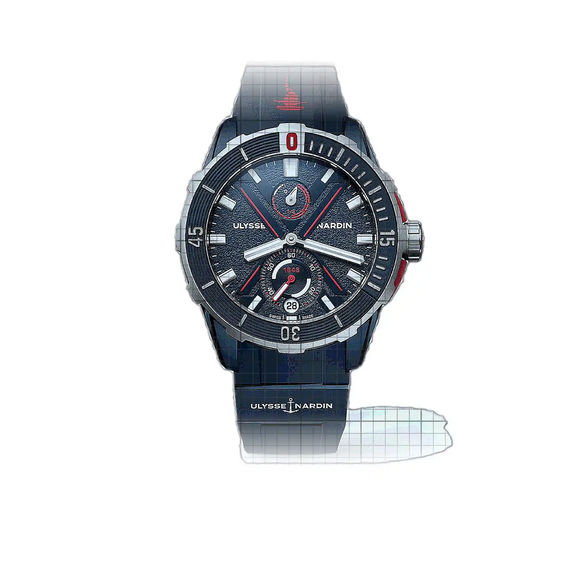 Montre Ulysse Nardin Diver 1183-170LE-3A-HAMMER/3A, cadran bleu, titane, 44 mm