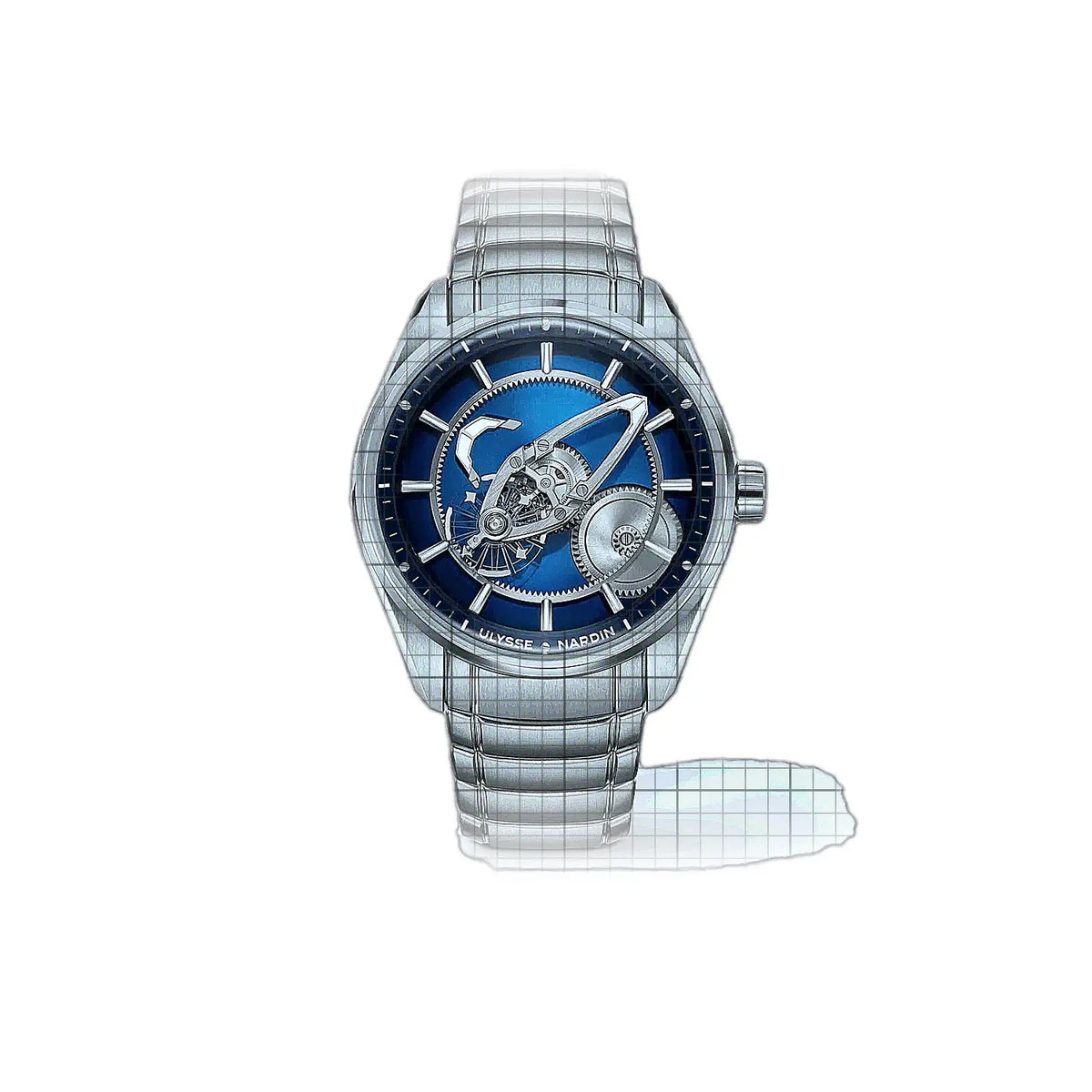 Ulysse Nardin Freak 2323-500-3A/7A Horloge met blauwe wijzerplaat, roestvrij staal, 42 mm