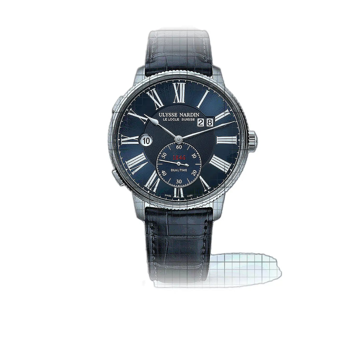 Montre Ulysse Nardin Marine 3343-320-3A/1A, cadran bleu, acier inoxydable, 43,5 mm