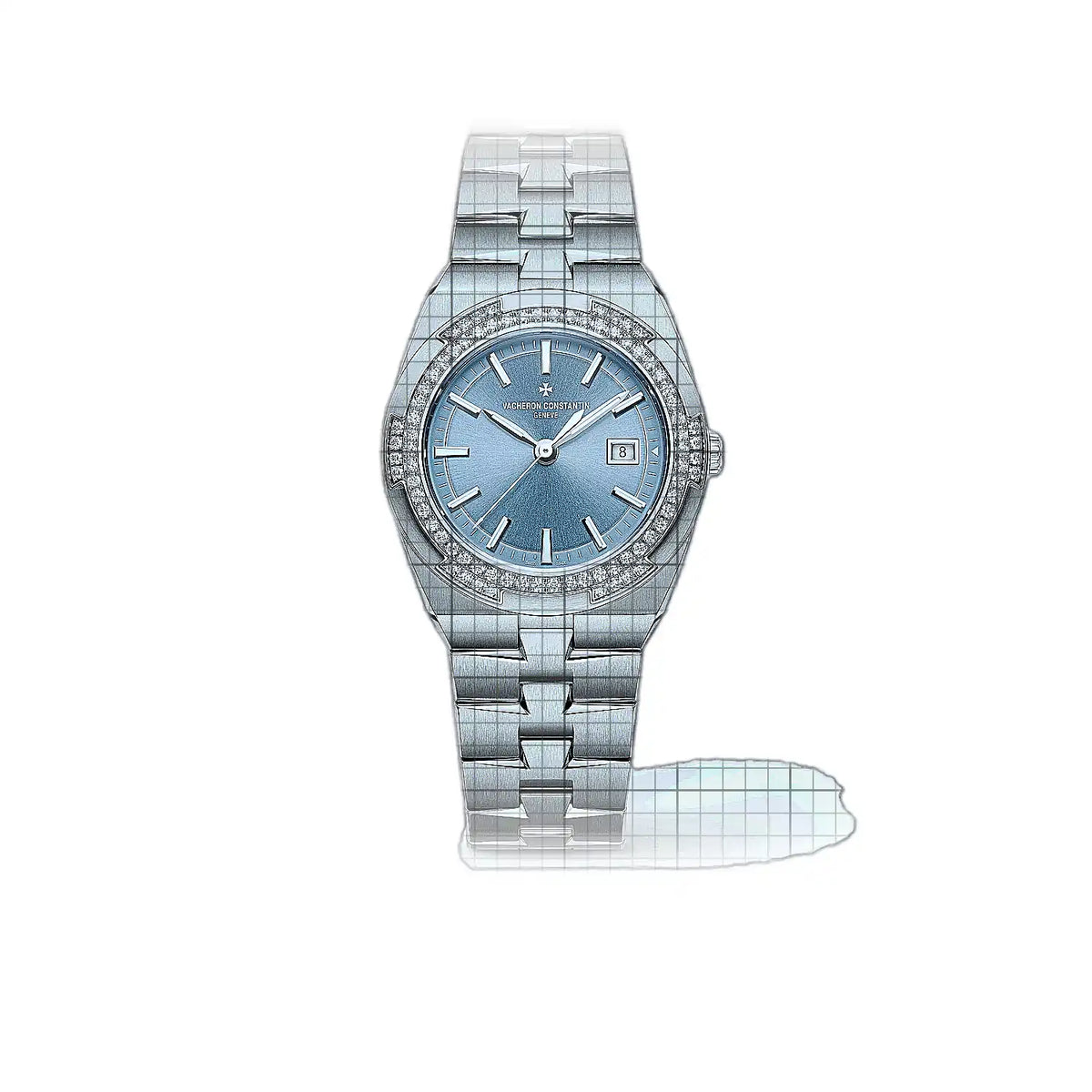 Vacheron Constantin Overseas X12AC590 Horloge met blauwe wijzerplaat, roestvrij staal, 33 mm