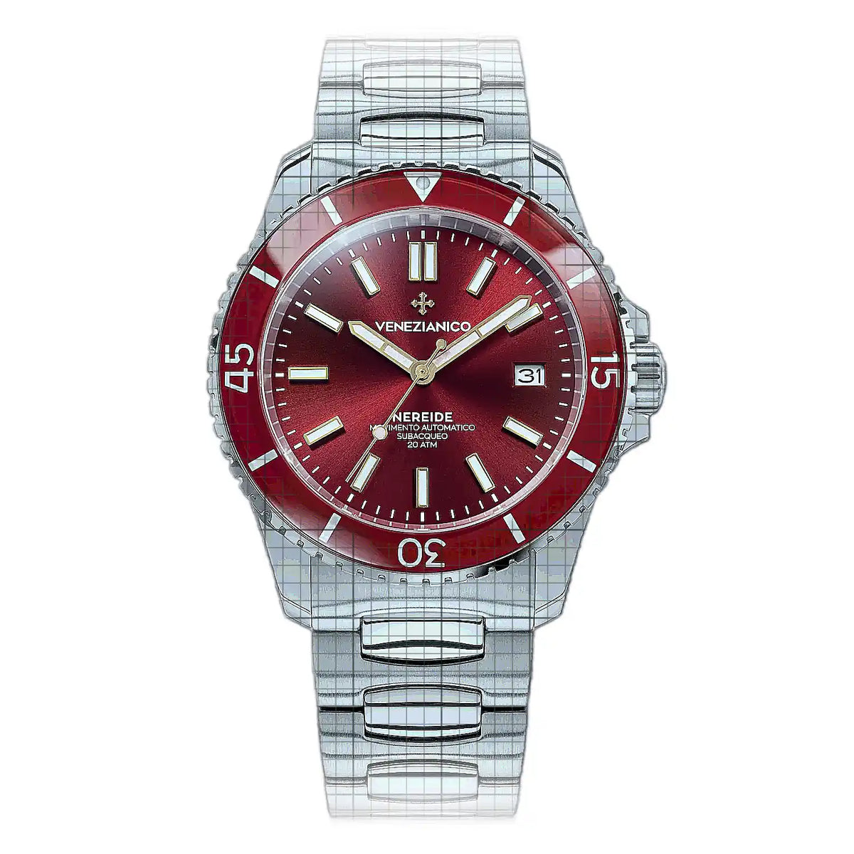 Venezianico Nereide 3321503C Red Dial Stainless steel 42mm Watch