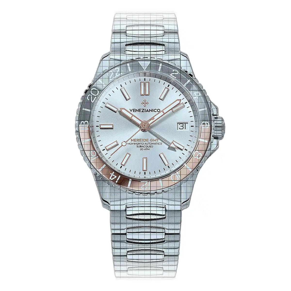 Venezianico Nereide 3521503C Silver Dial Stainless steel 39mm Watch