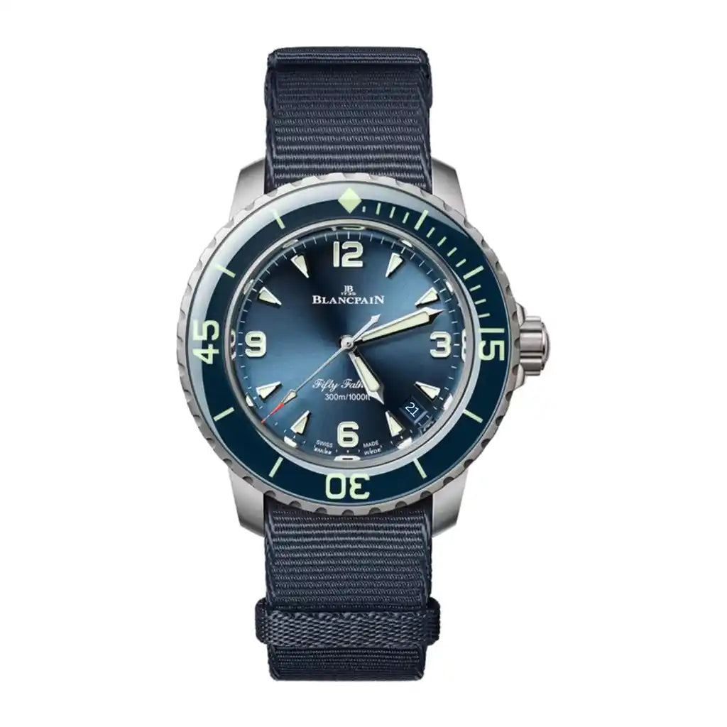 Blancpain Fifty Fathoms 5007 12B40 NAOA – Uhr mit blauem Zifferblatt und Titangehäuse, 38 mm