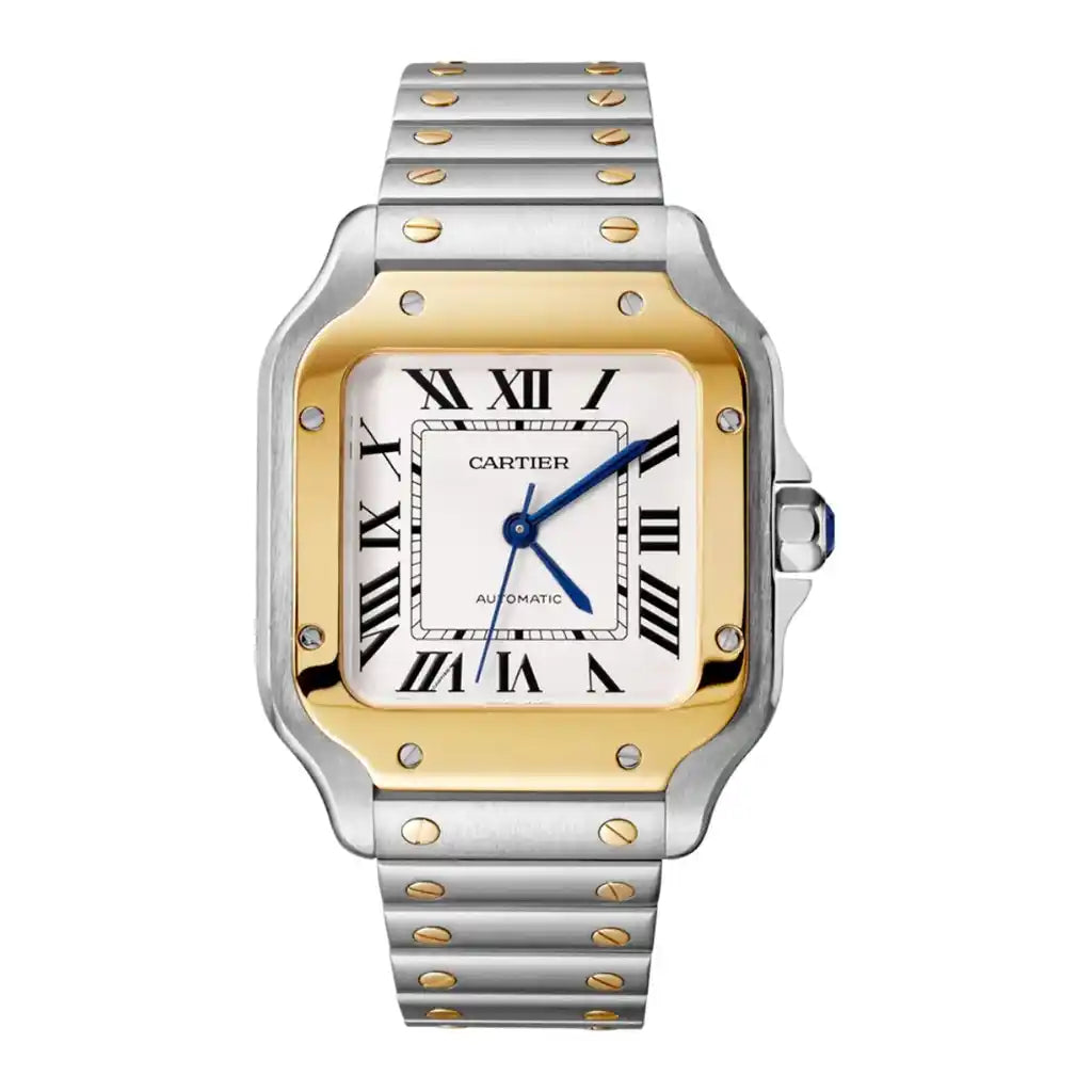 Cartier Santos Automatic, zilverachtig opaline, 35,1 x 41,9 mm