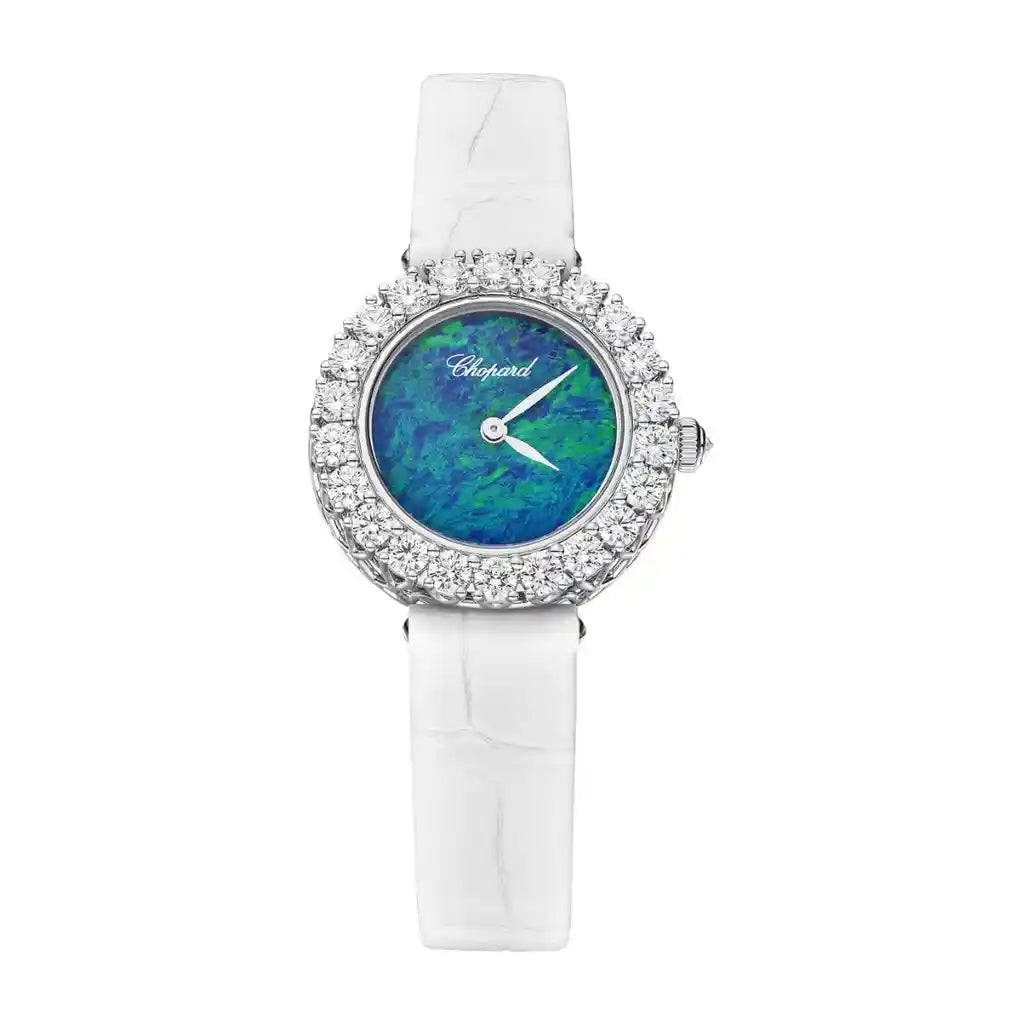 Chopard L'Heure Du Diamant 13A178-1316 Horloge met blauwe wijzerplaat, witgoud, 26 mm