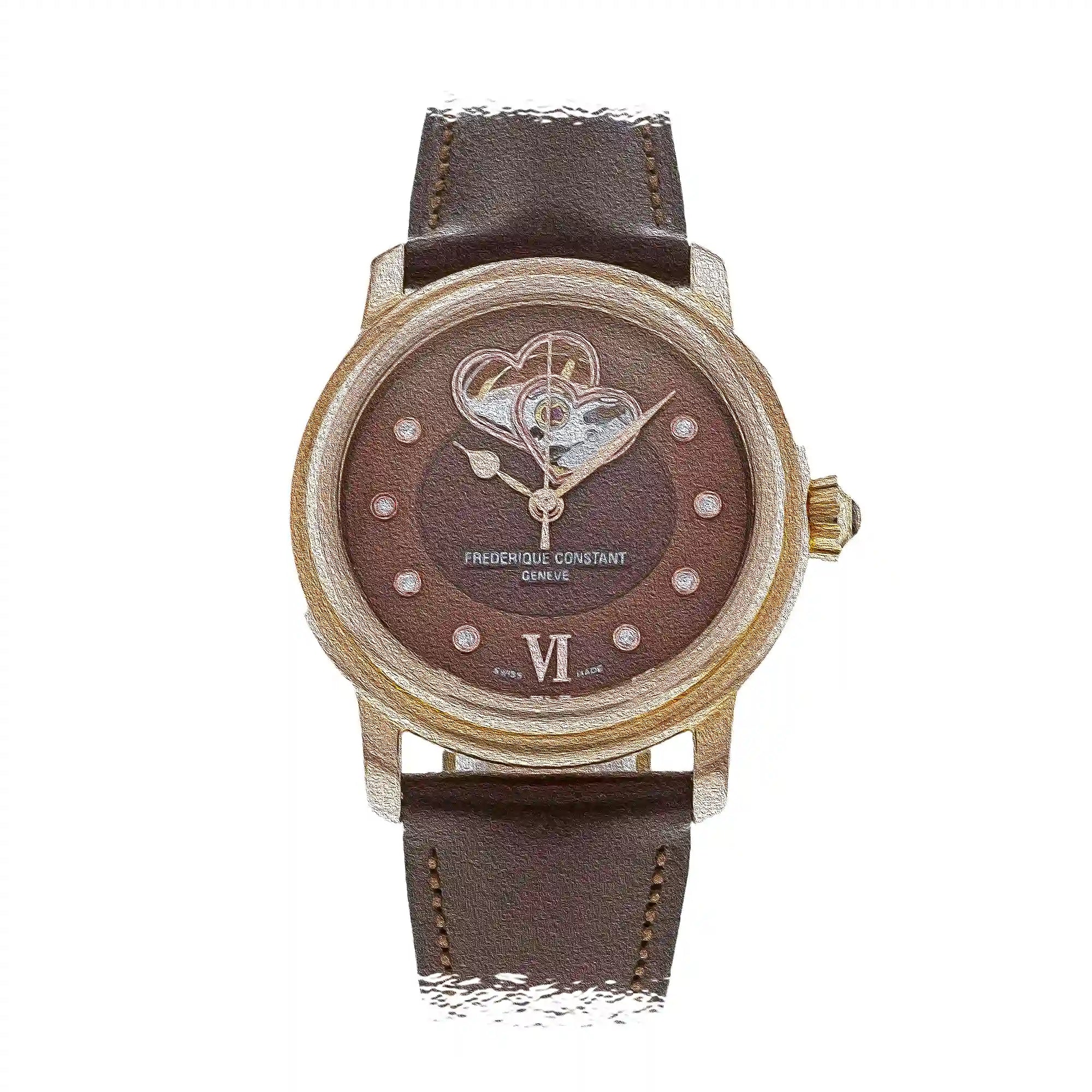 Frederique Constant Damenuhr Automatik ,Braun 