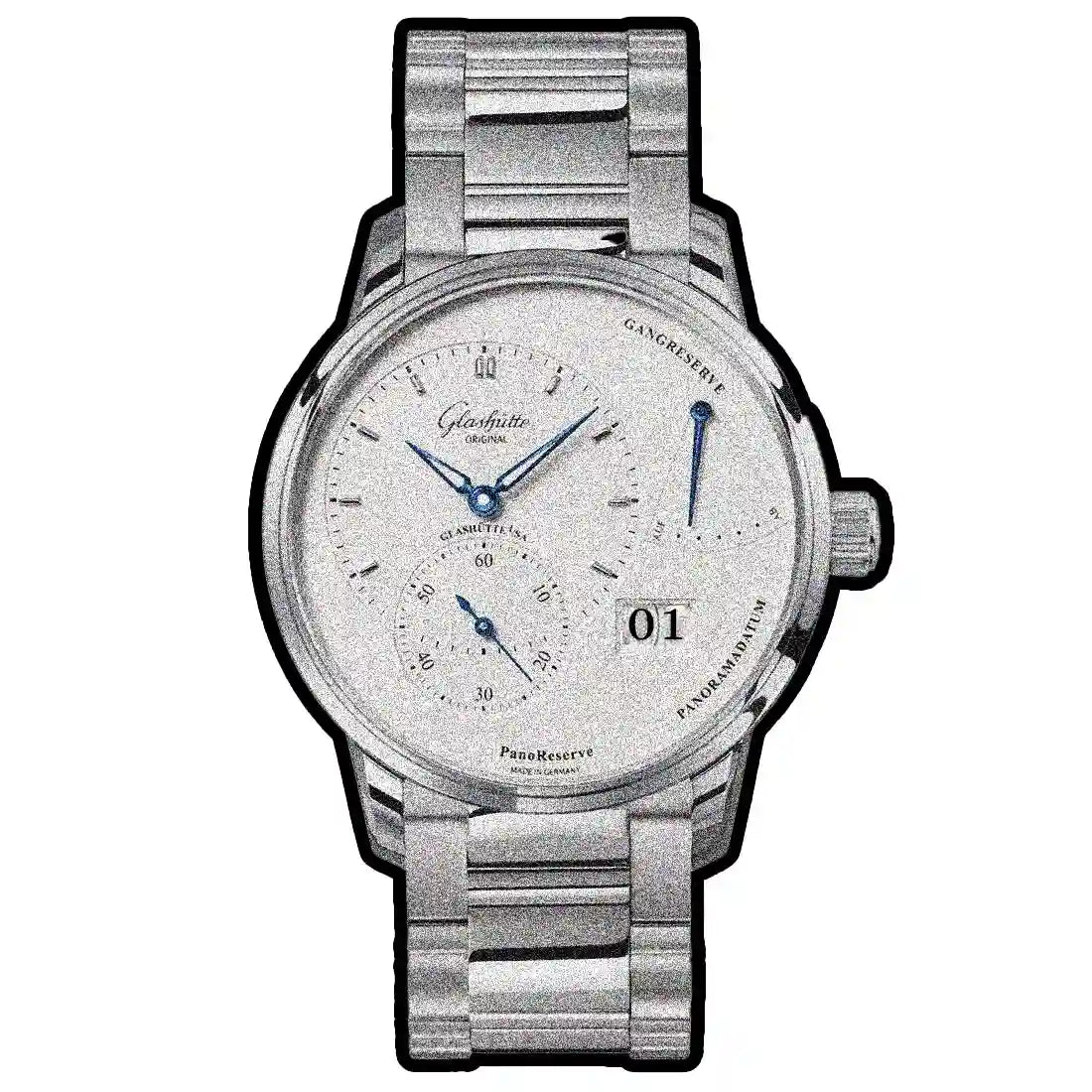 Glashütte Original Pano met handopwinding, zilver, 40 mm