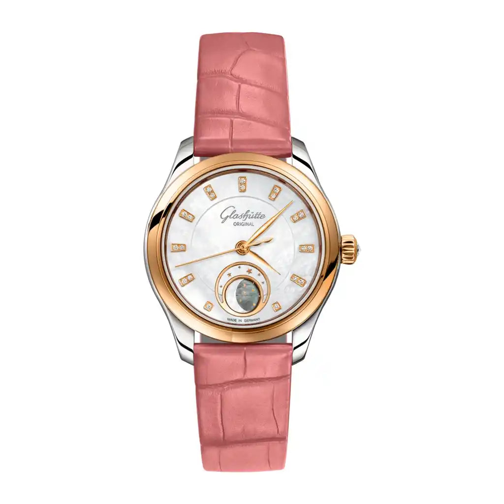 Grand Seiko Lady Serenade 1-35-14-01-06-04 Horloge met parelmoeren wijzerplaat, roestvrij staal, roségoud, PVD-coating, 32 mm