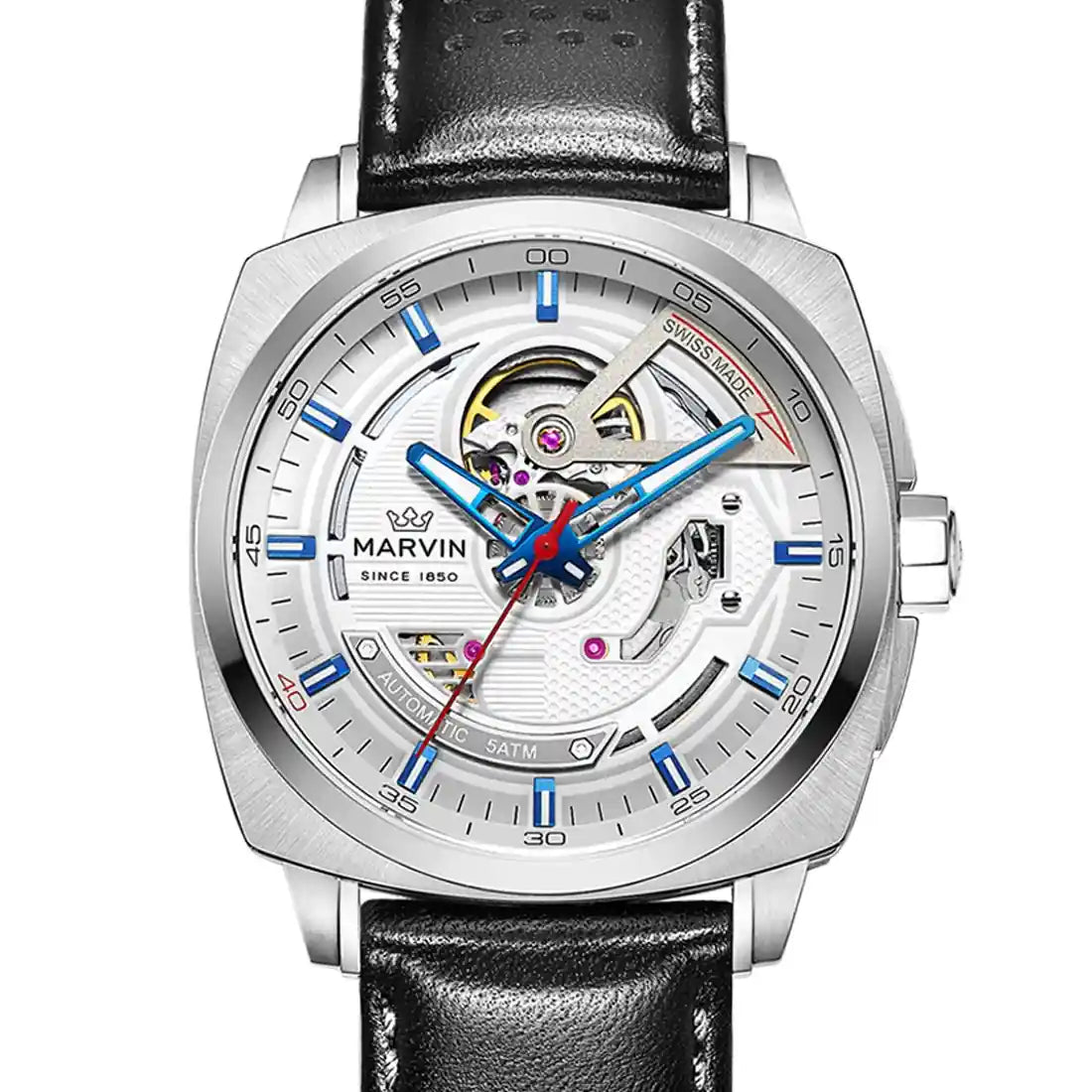 Marvin Watches Malton Cushion Automatic White 42mm