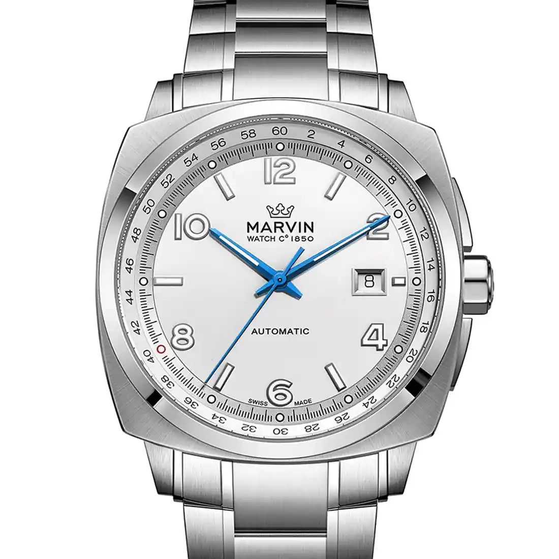 Marvin Watches Malton Cushion Automatic White 42mm