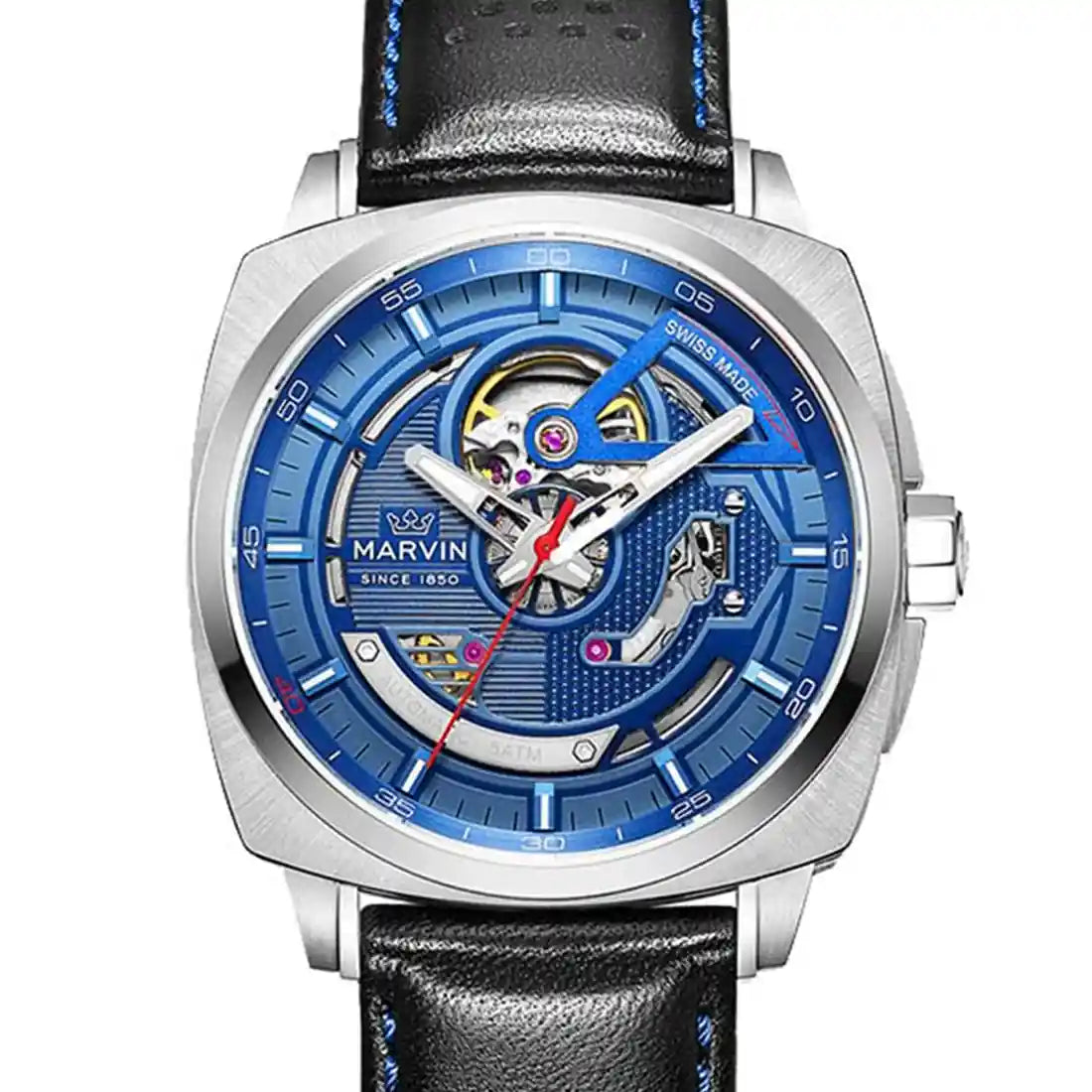 Marvin Watches Malton Cushion Automatic Blue 42mm
