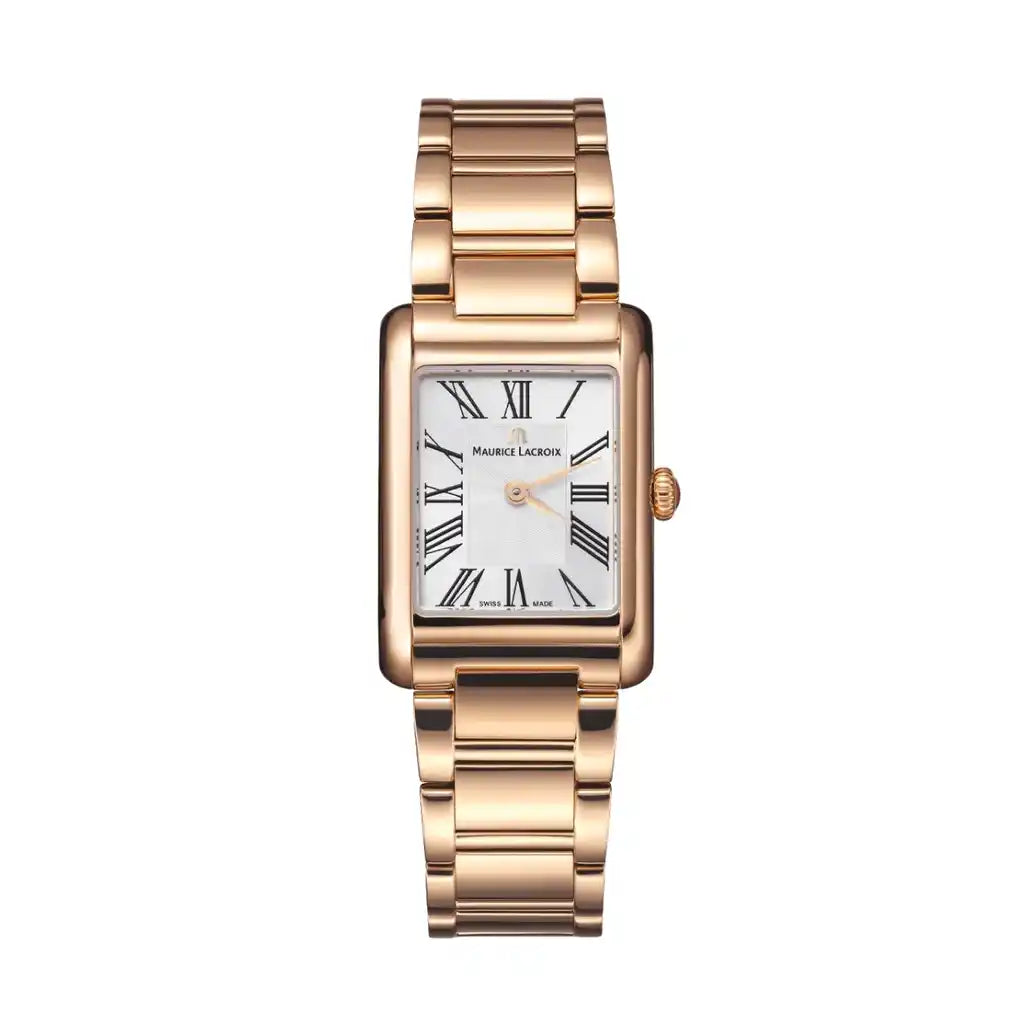 Maurice Lacroix Fiaba FA1205-PVP02-110-1 Uhr mit Weiß , Edelstahl, Roségold, PVD-beschichtet, 24 x 34 mm