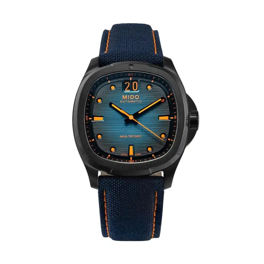 Mido Multifort M049.526.37.041.00 Cadran bleu Acier Inoxydable, Revêtement Pvd ,20 x 40,00 mm Montre
