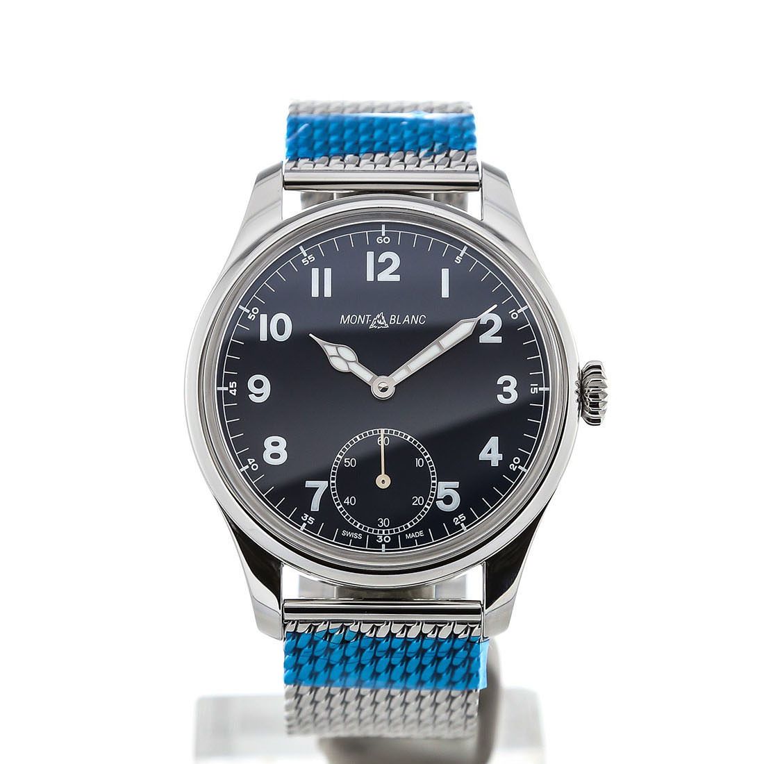 Montblanc 1858 met handopwinding, blauw, 47 mm