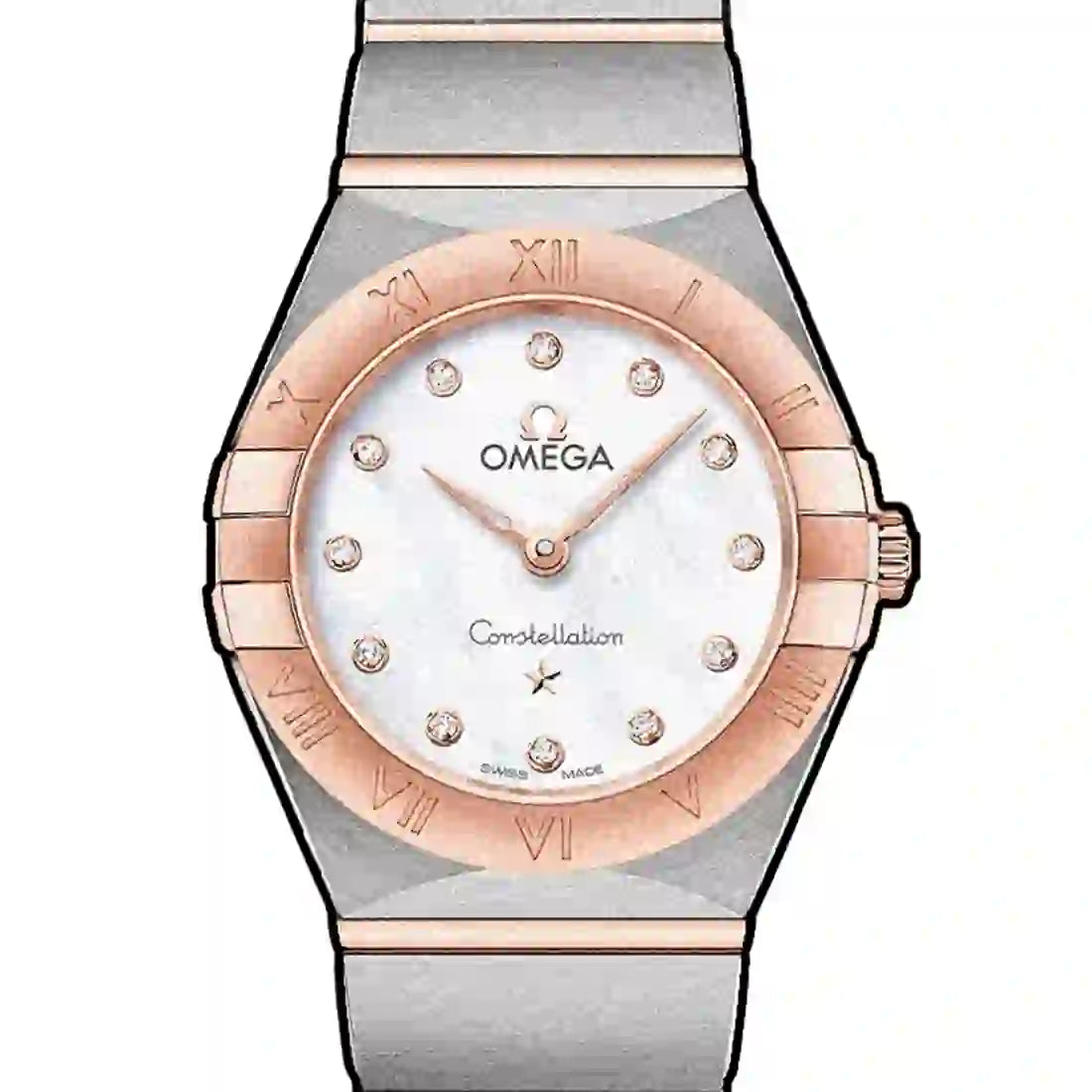 Omega Constellation Manhattan Quartz Pearl White 25mm