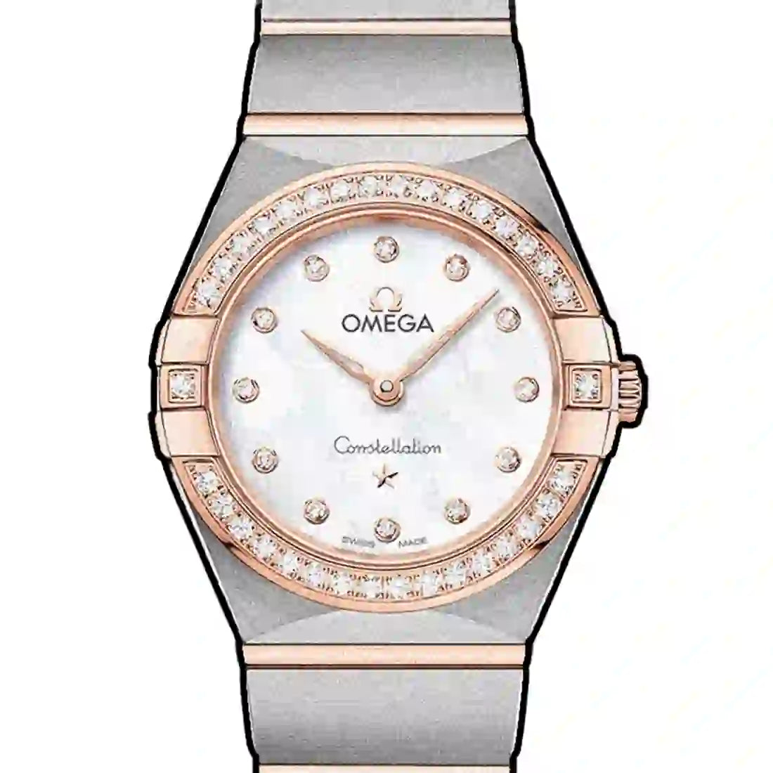 Omega Constellation Manhattan Quartz Pearl White 25mm