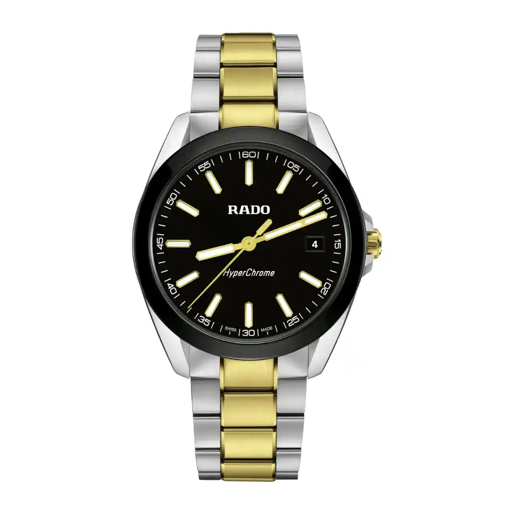 Rado HyperChrome R32280153 Uhr mit Schwarz , Edelstahl, Gelbgold, PVD-beschichtet 