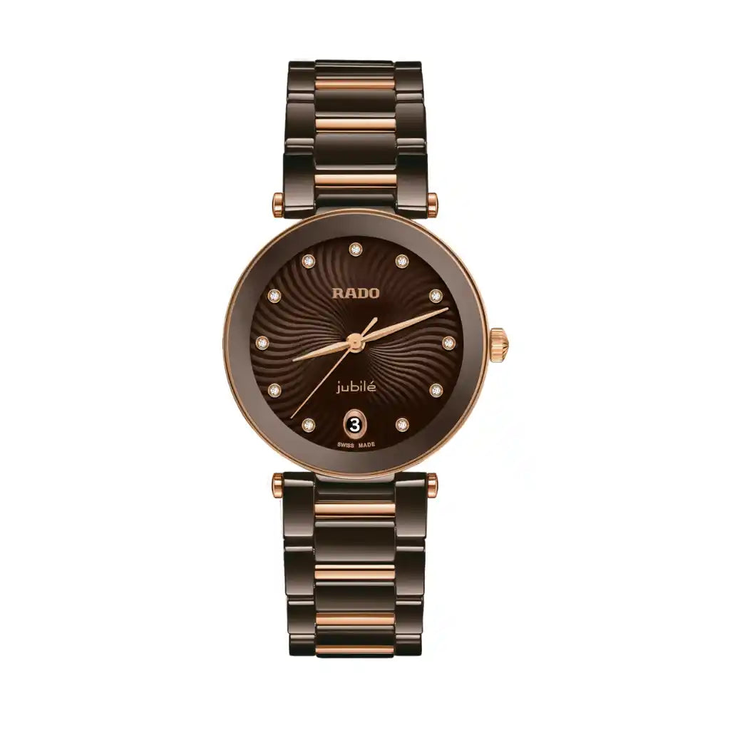 Rado LaCoupole Diamonds R22242703 – Uhr mit Braun , Keramik und Edelstahl, 31 mm