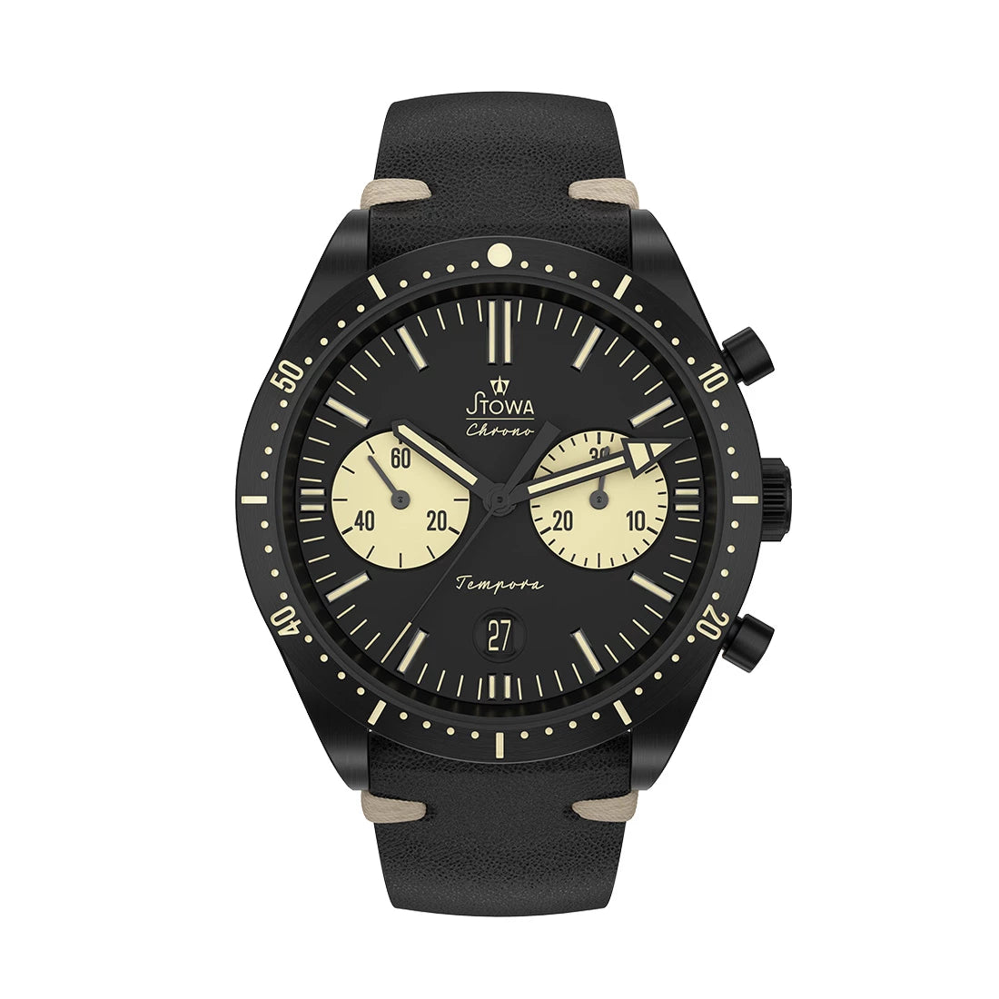 STOWA Chronographen Tempora Big Eye Schwarz Automatik Mehrfarbig