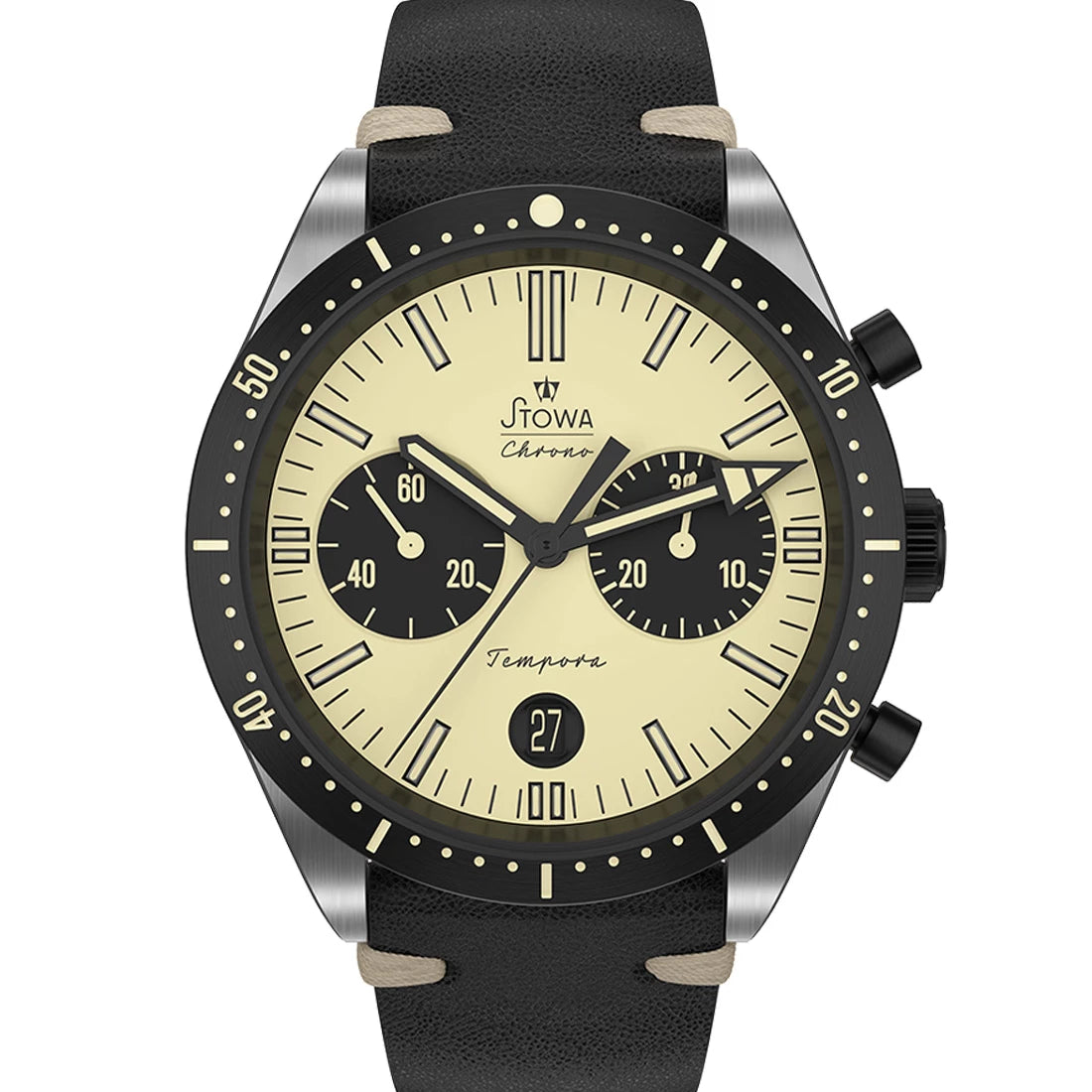 STOWA Chronographen Tempora Big Eye beige Automatik Mehrfarbig