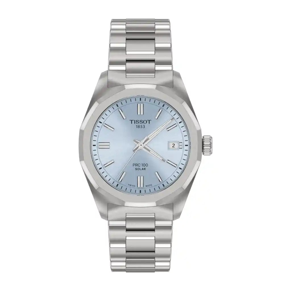 Tissot PRC T151.822.11.351.00 Uhr mit blauem Zifferblatt und Edelstahlgehäuse, 34 mm