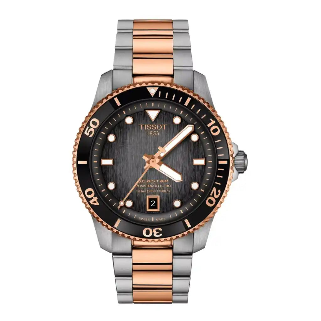 Tissot Seastar T120.807.22.051.01 40mm  Schwarz , Edelstahl, Roségold, PVD-beschichtet, 40mm