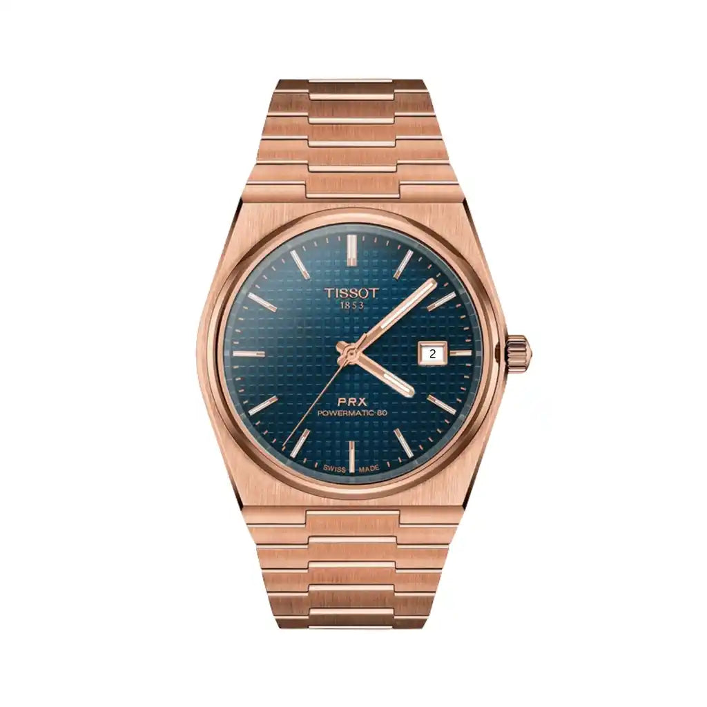 40mm Tissot T-Classic PRX T137.407.33.041.00 Acier Inoxydable, Revêtement Pvd  cadran bleu Acier Inoxydable, Revêtement Pvd 40mm