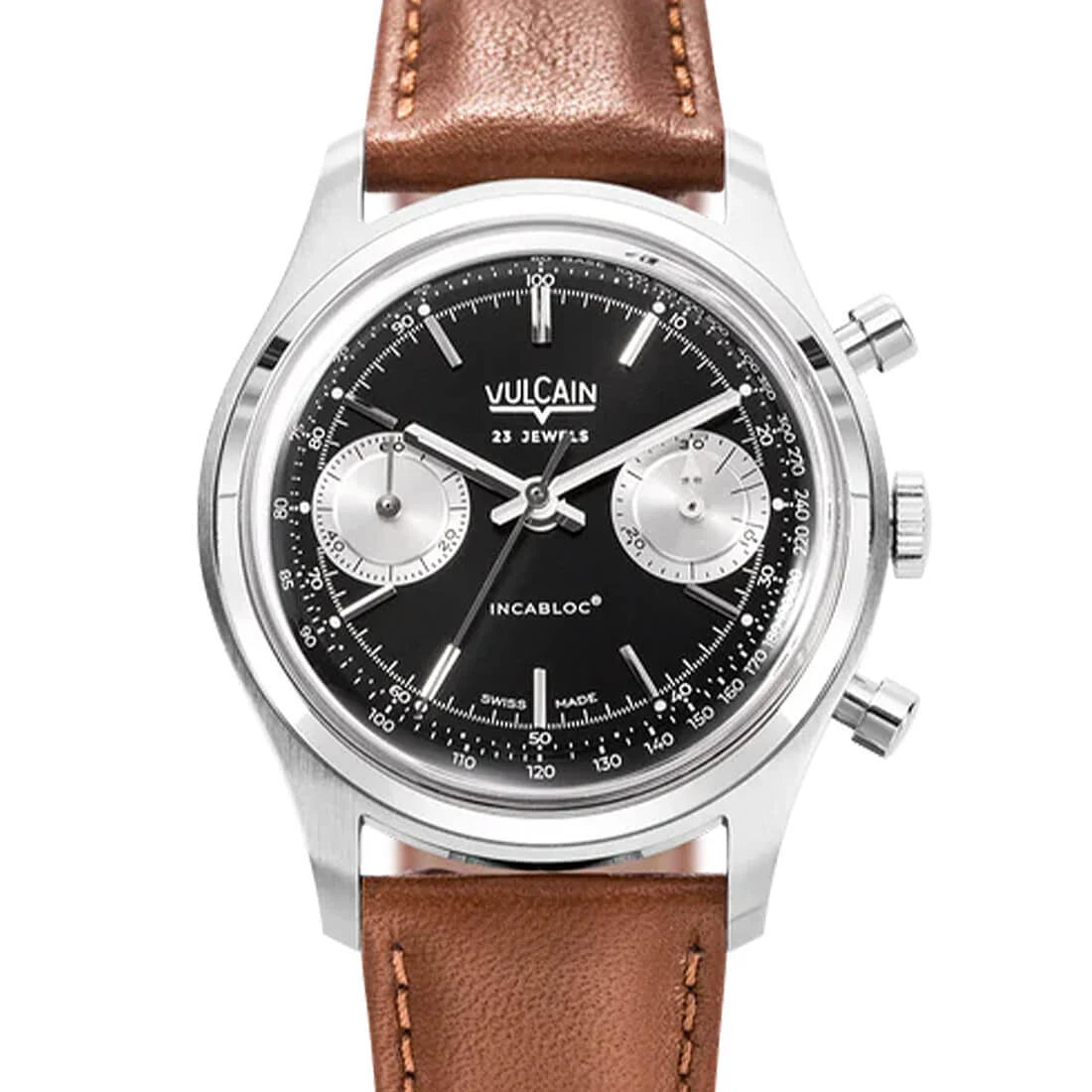 Vulcain Chronographe Remontage Manuel Noir/Argent 38mm