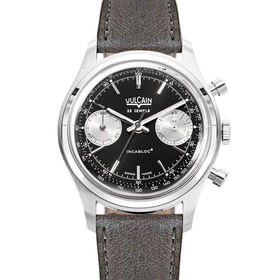 Vulcain Chronographe Remontage Manuel Noir/Argent 38mm